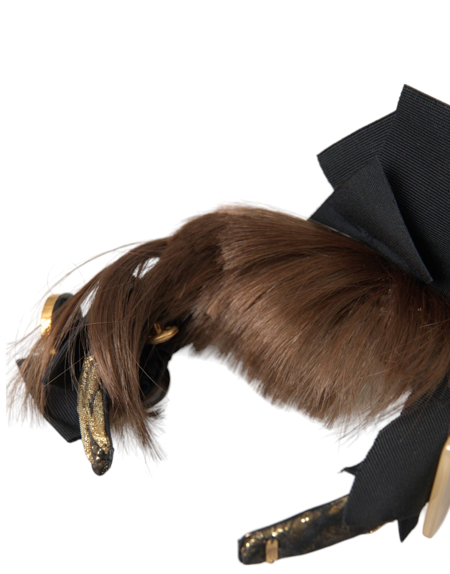 Dolce &amp; Gabbana Svart Krystallknapp Brunt Hår Hodebånd Diadem for Dame