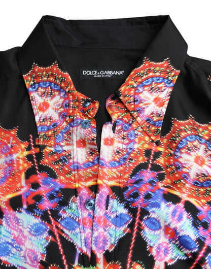 Dolce &amp; Gabbana Multicolor Luminarie Silk Men Casual Shirt