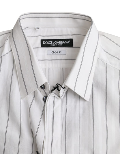 Dolce &amp; Gabbana Svartvit Randig Festklänning GULD Skjorta