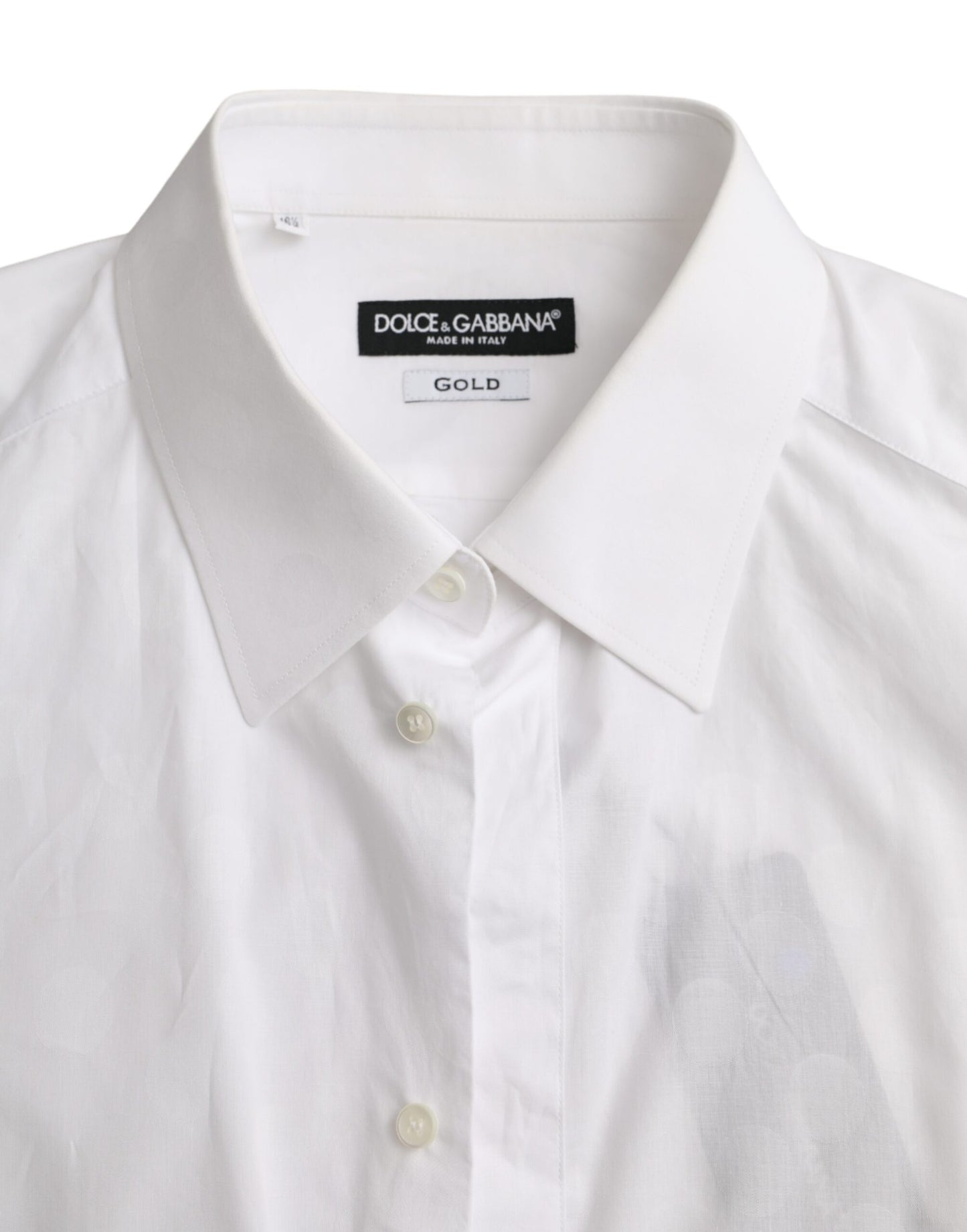 Dolce &amp; Gabbana Vit Prickig Bomullsklänning GULD Skjorta