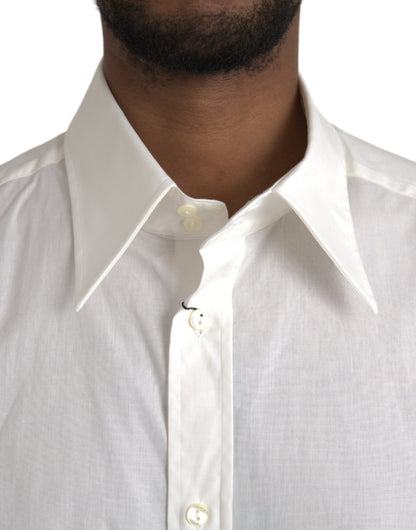 Dolce &amp; Gabbana Vit Bomullsklänning Slim Fit GULDSKJORTA