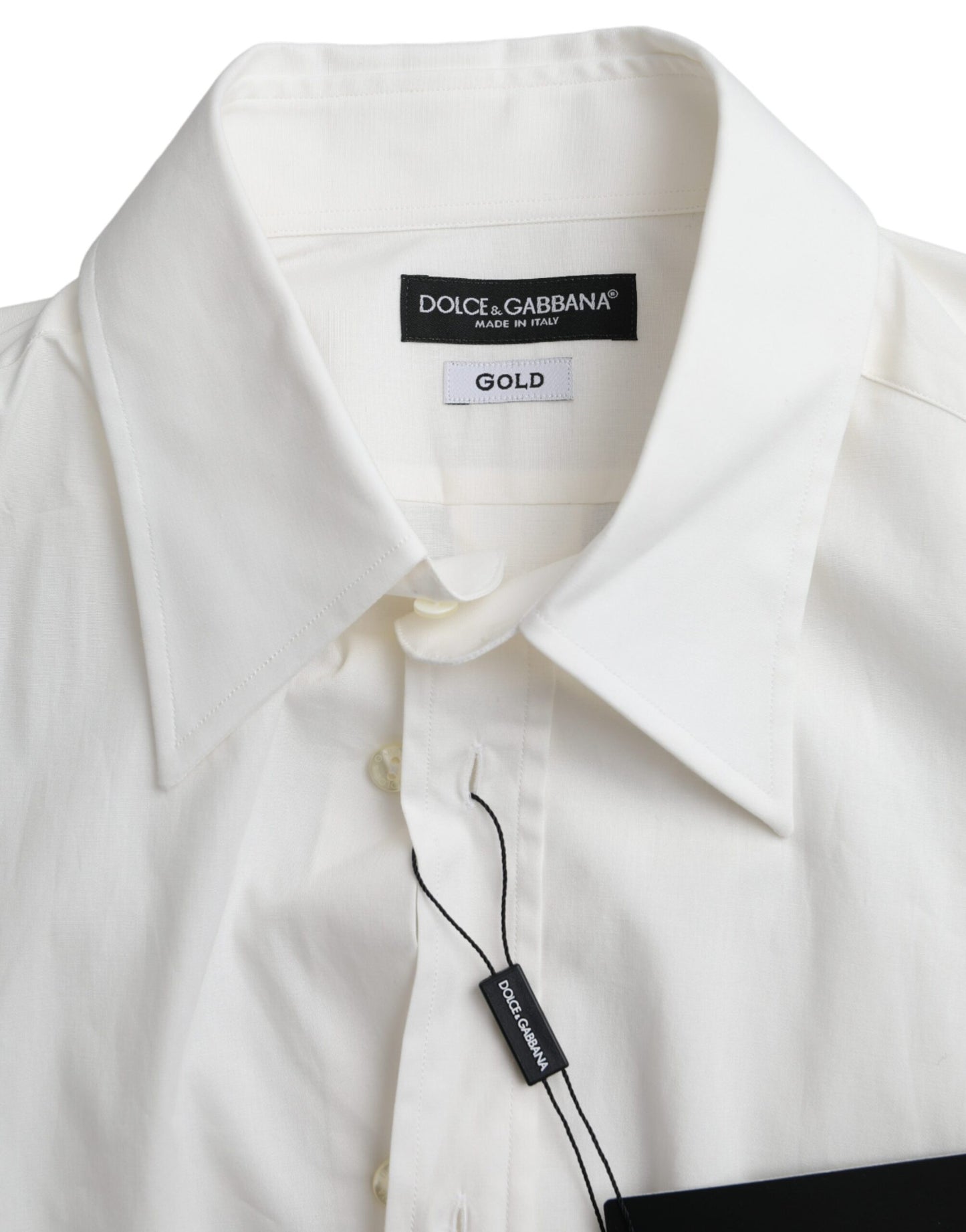 Dolce &amp; Gabbana Vit Bomullsklänning Slim Fit GULDSKJORTA
