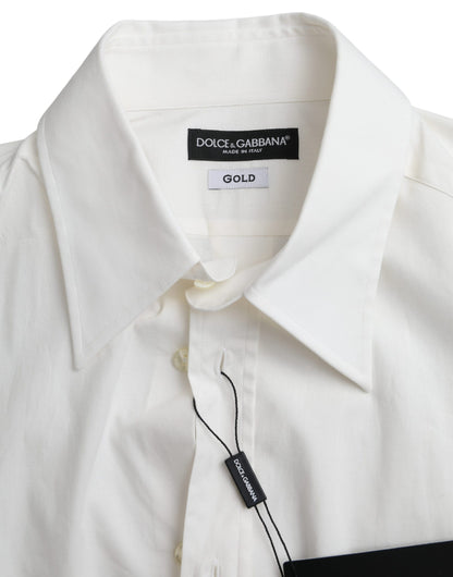 Dolce &amp; Gabbana Vit Bomullsklänning Slim Fit GULDSKJORTA