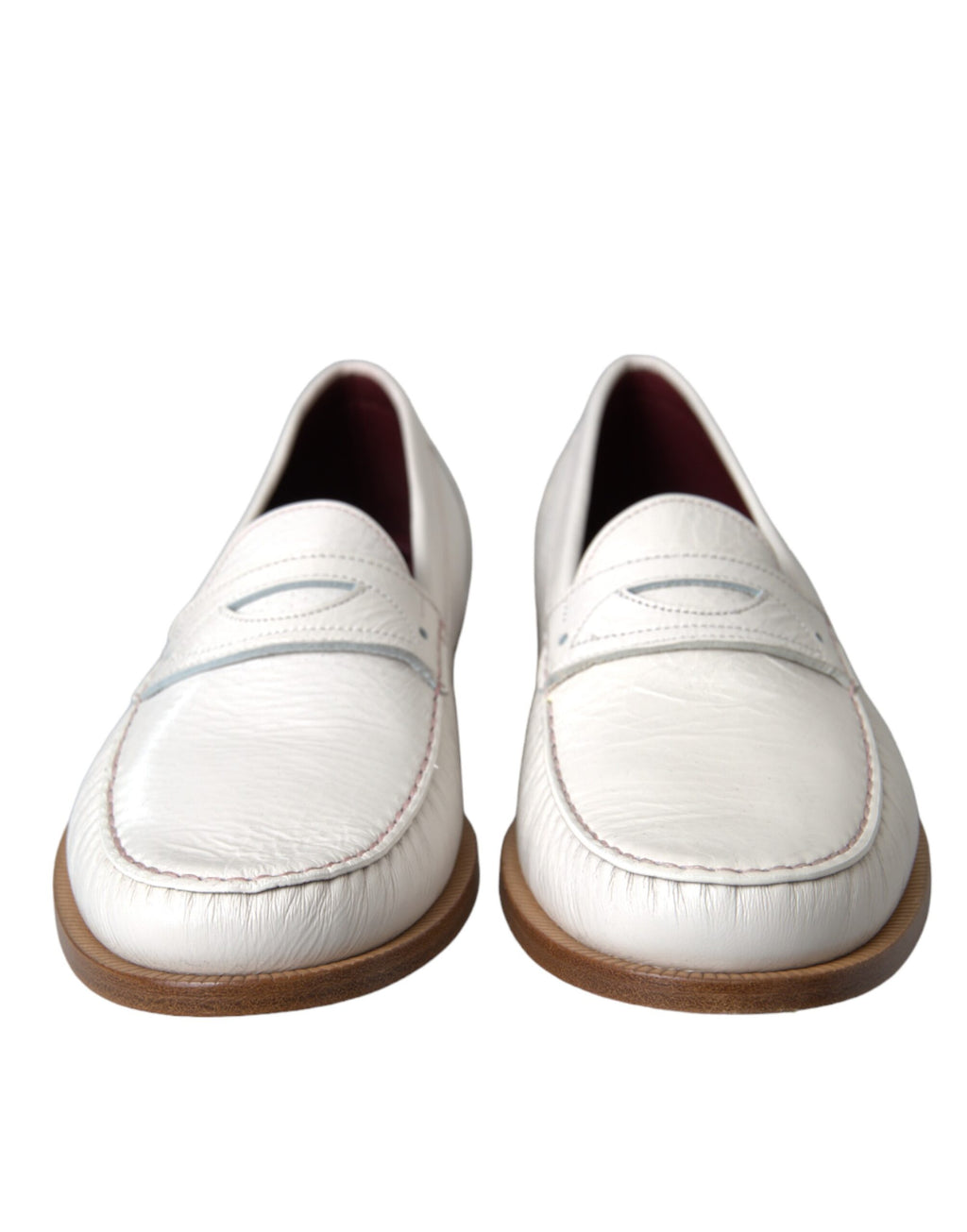 Hvite skinnslip-on mokassin-loafers