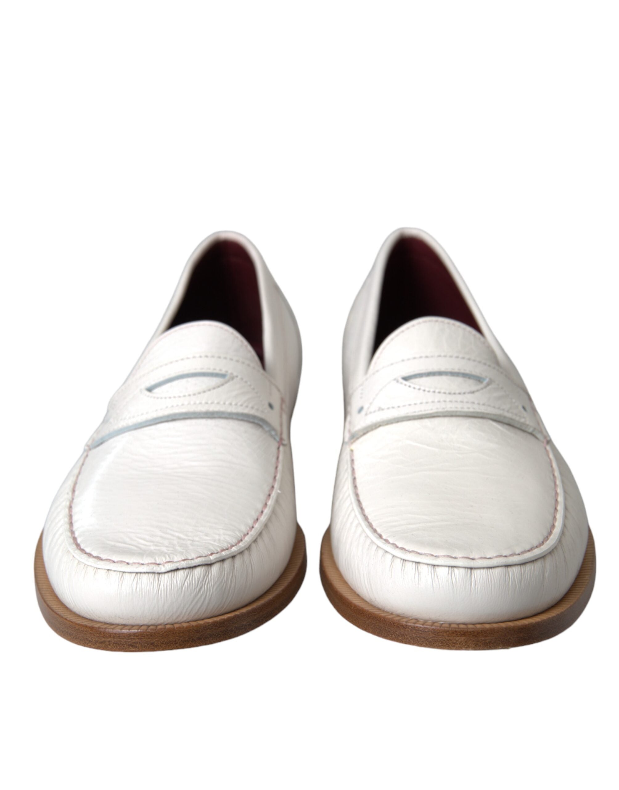 Hvite skinnslip-on mokassin-loafers