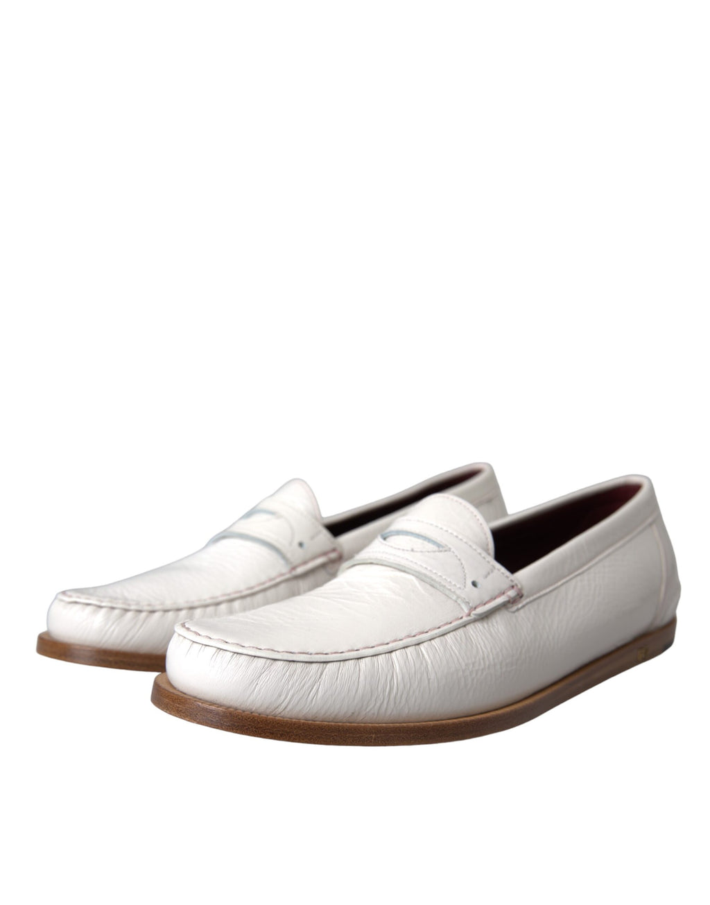 Hvite skinnslip-on mokassin-loafers
