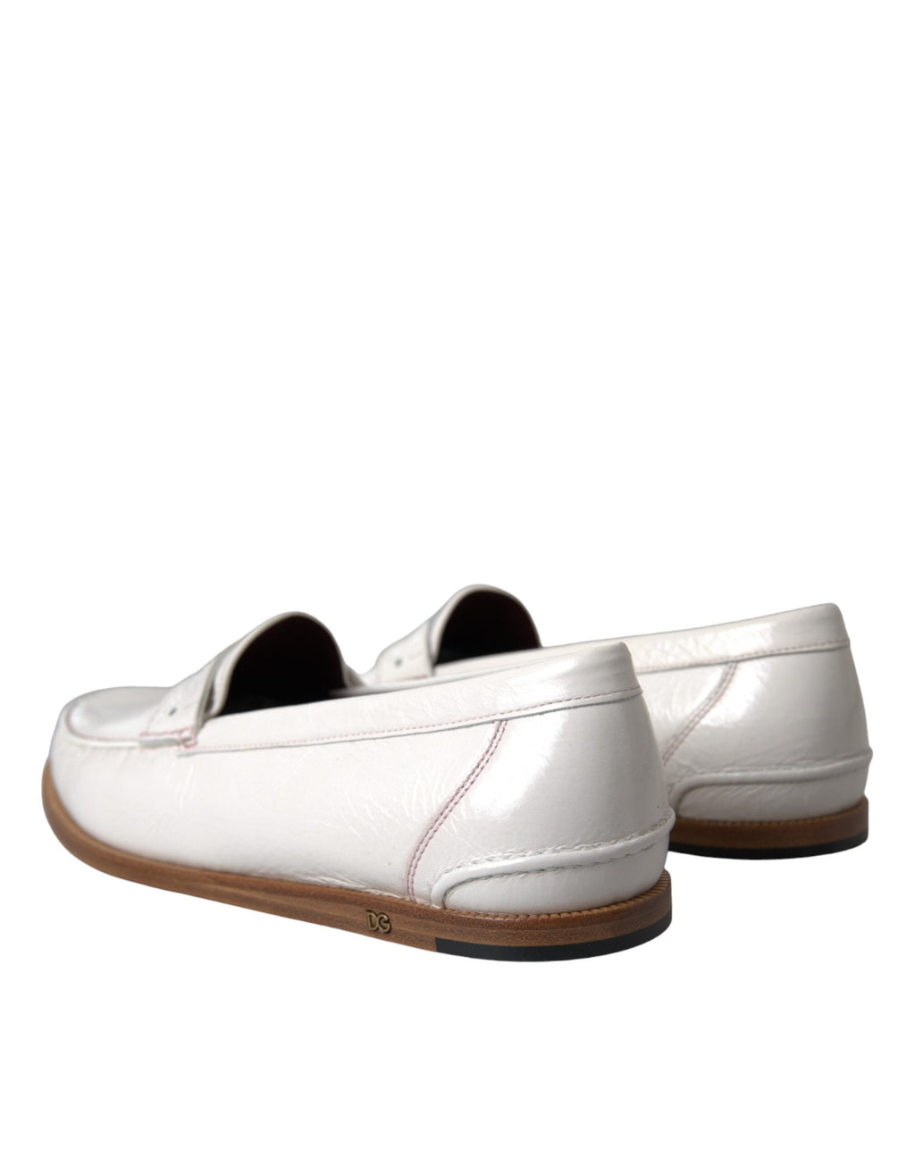 Hvite skinnslip-on mokassin-loafers