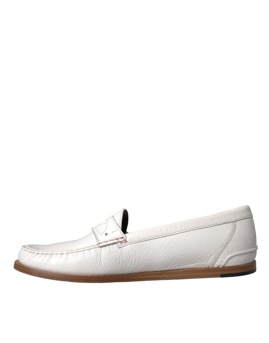 Hvite skinnslip-on mokassin-loafers