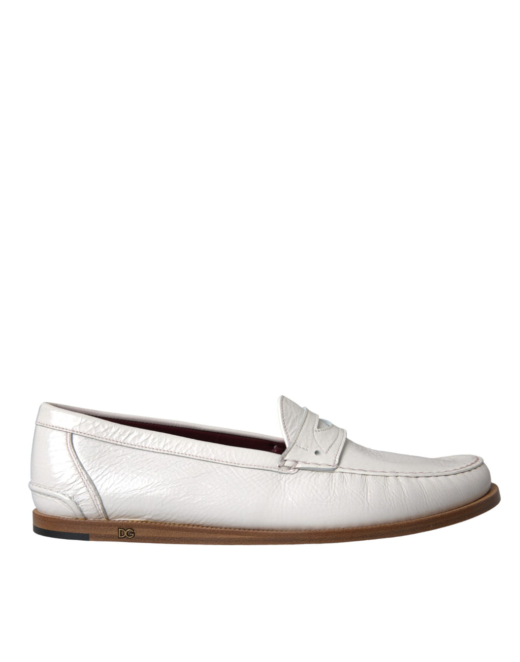Hvite skinnslip-on mokassin-loafers