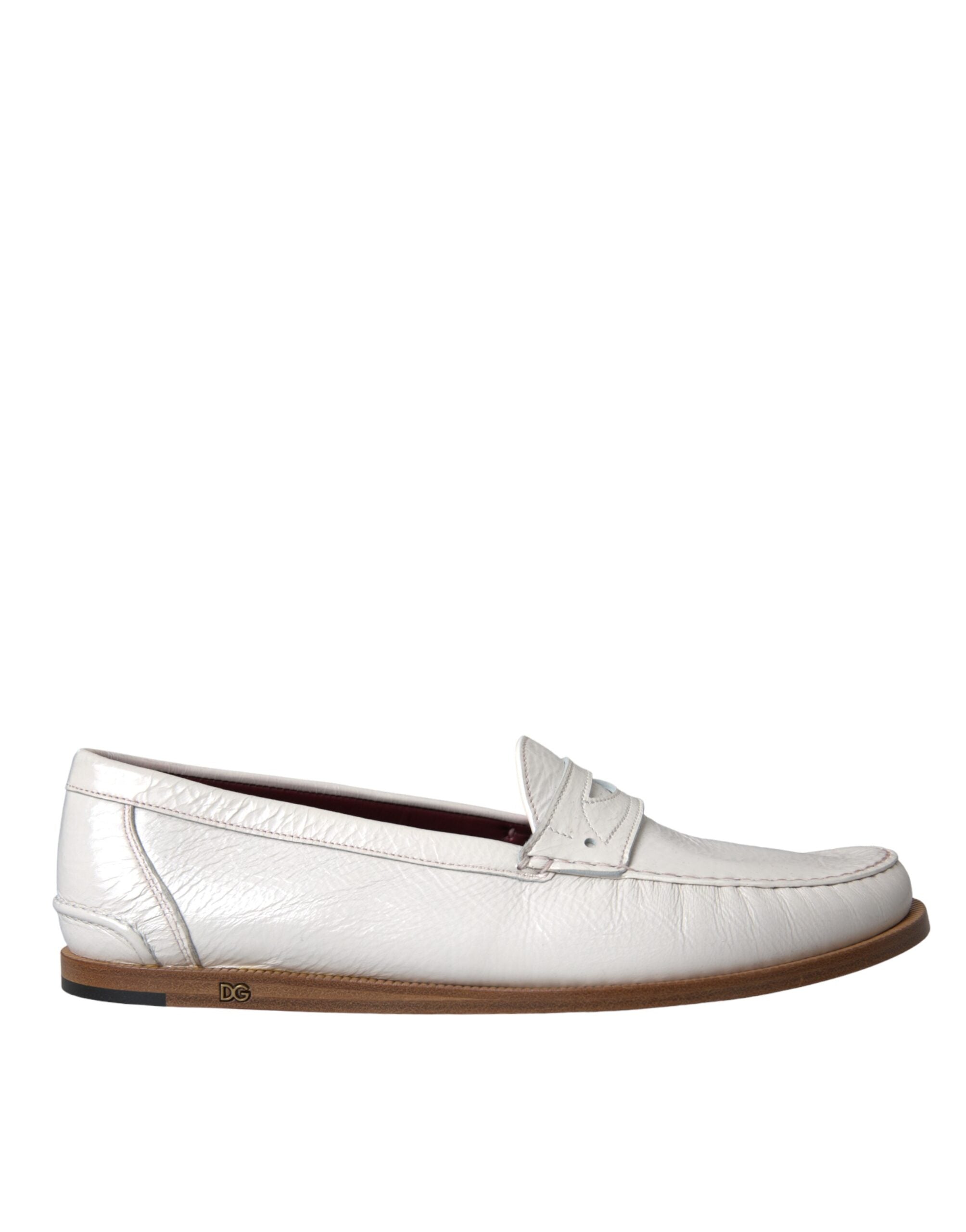 Hvite skinnslip-on mokassin-loafers