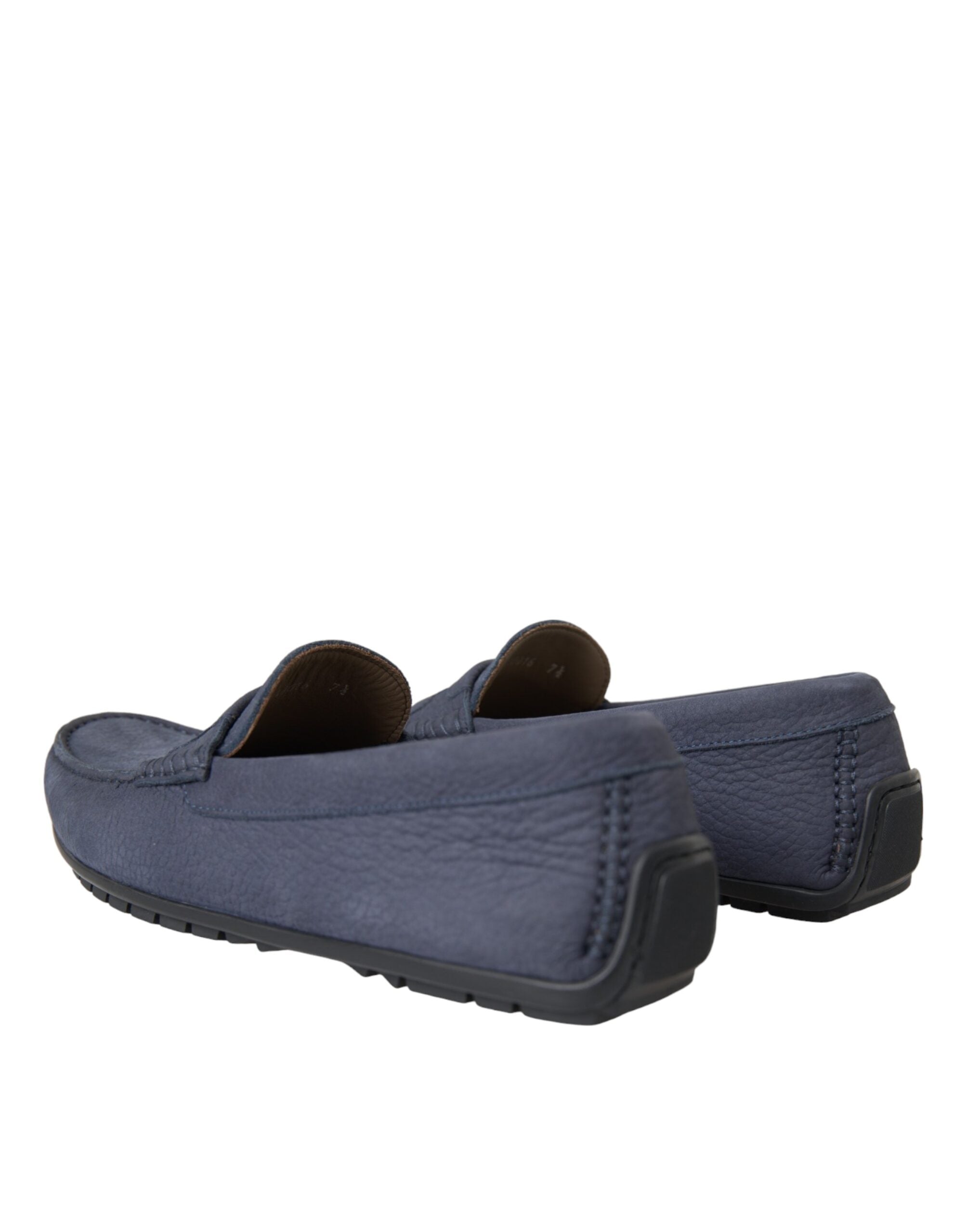 Blå slip-on mokkasinsko i kalveskinn