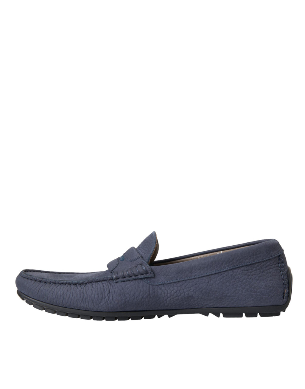 Blå slip-on mokkasinsko i kalveskinn