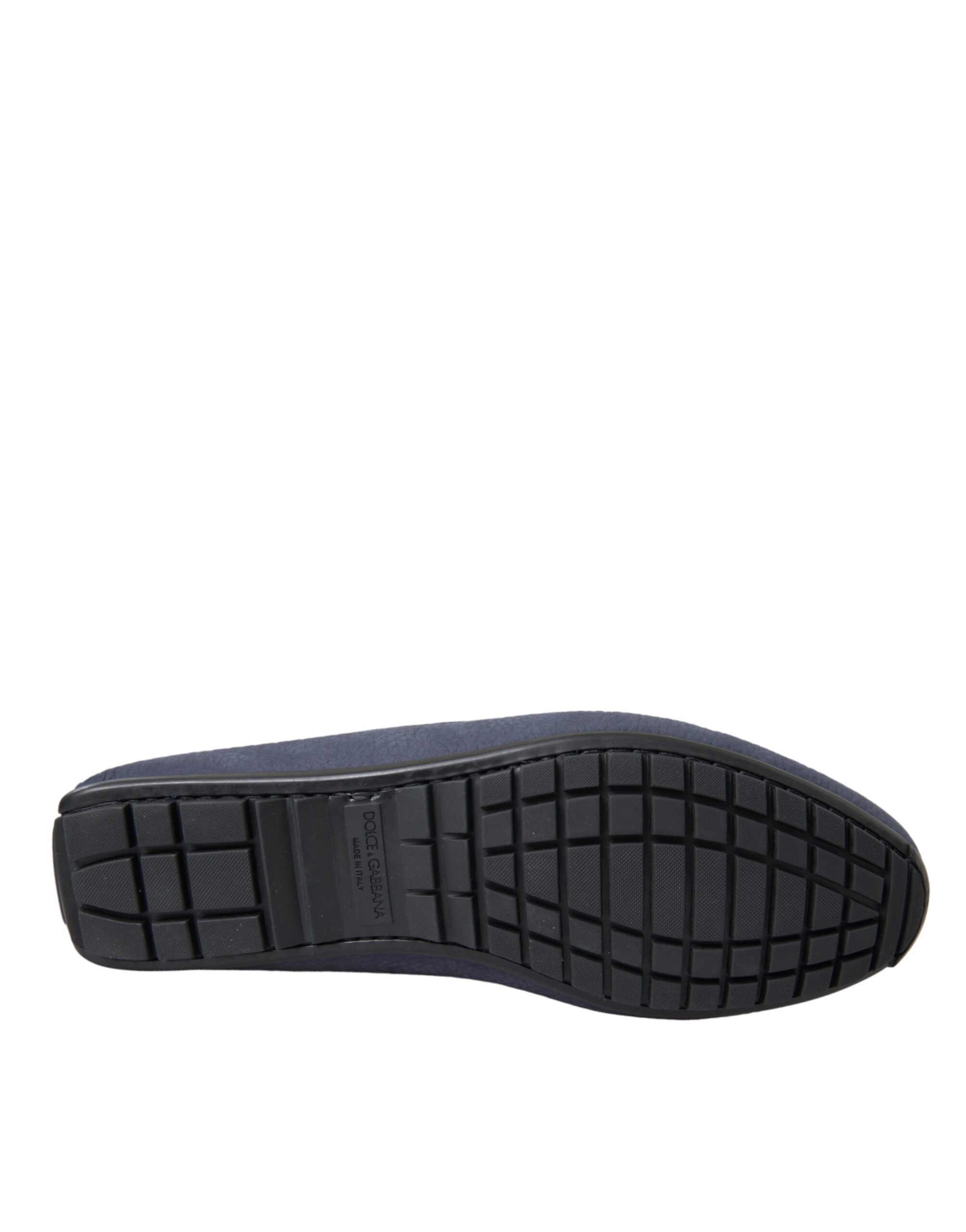 Blå slip-on mokkasinsko i kalveskinn