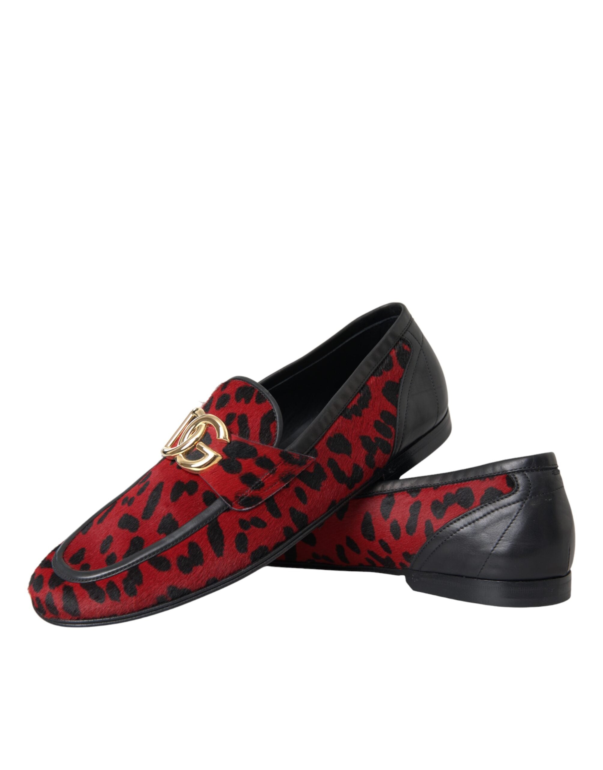 Røde Svarte Leopard DG Loafers Formelle Herresko