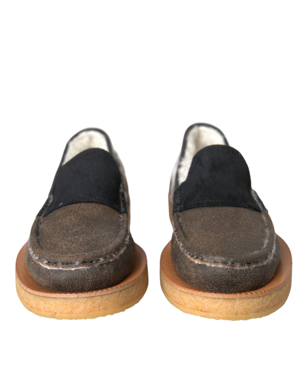 Brune svarte pelsskinnloafers herresko