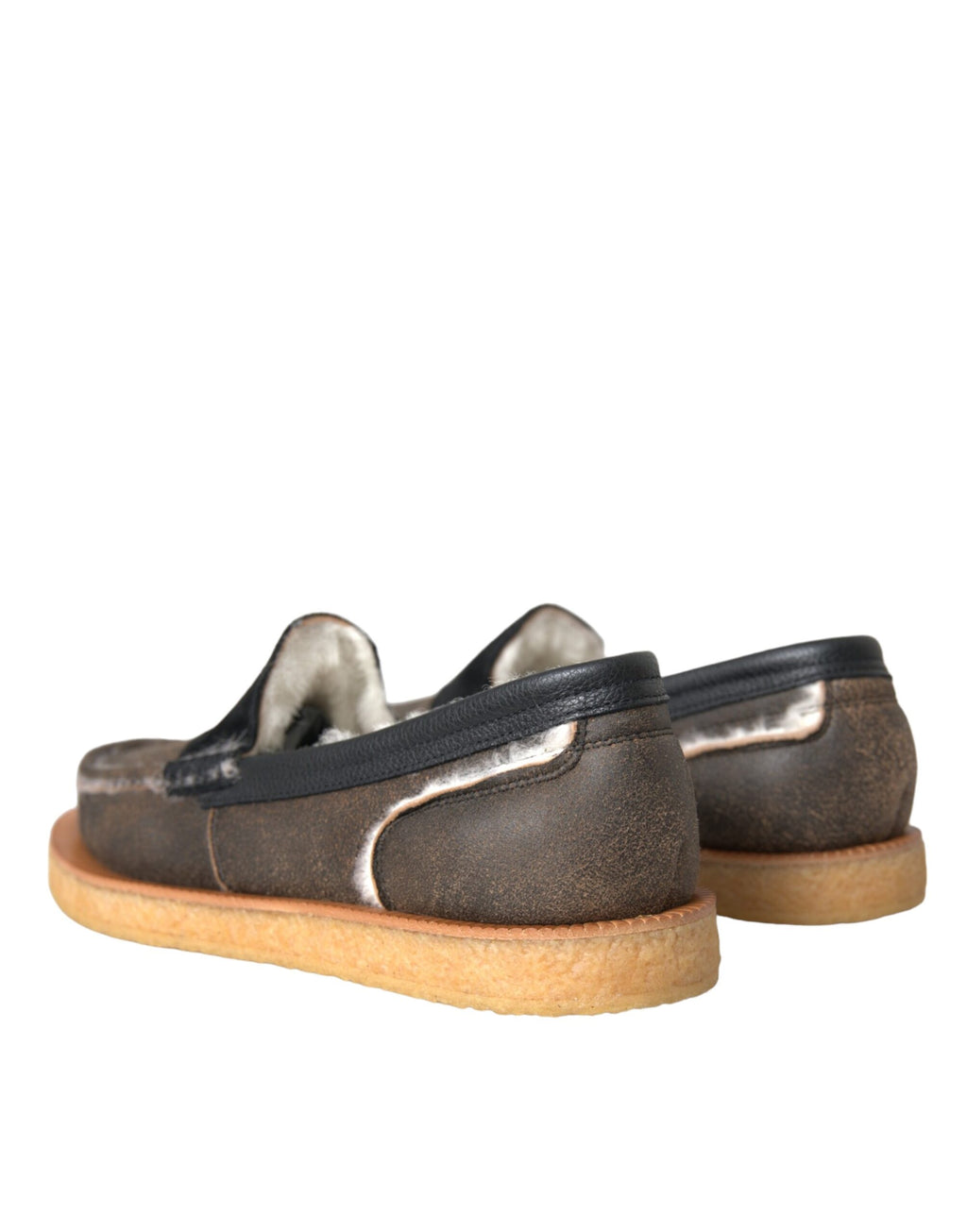 Brune svarte pelsskinnloafers herresko