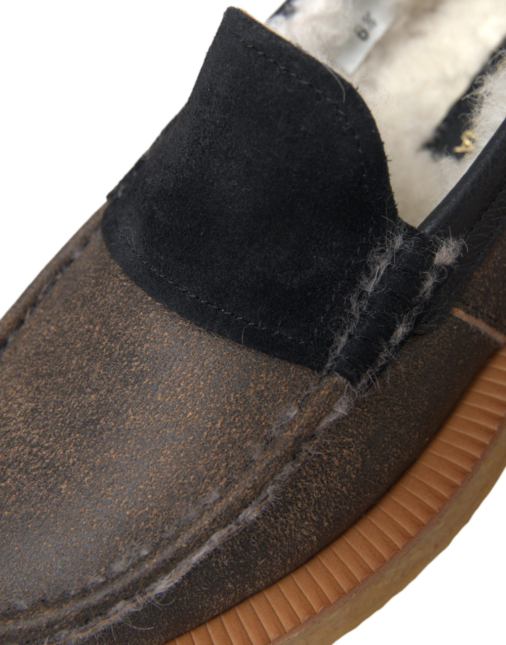 Brune svarte pelsskinnloafers herresko