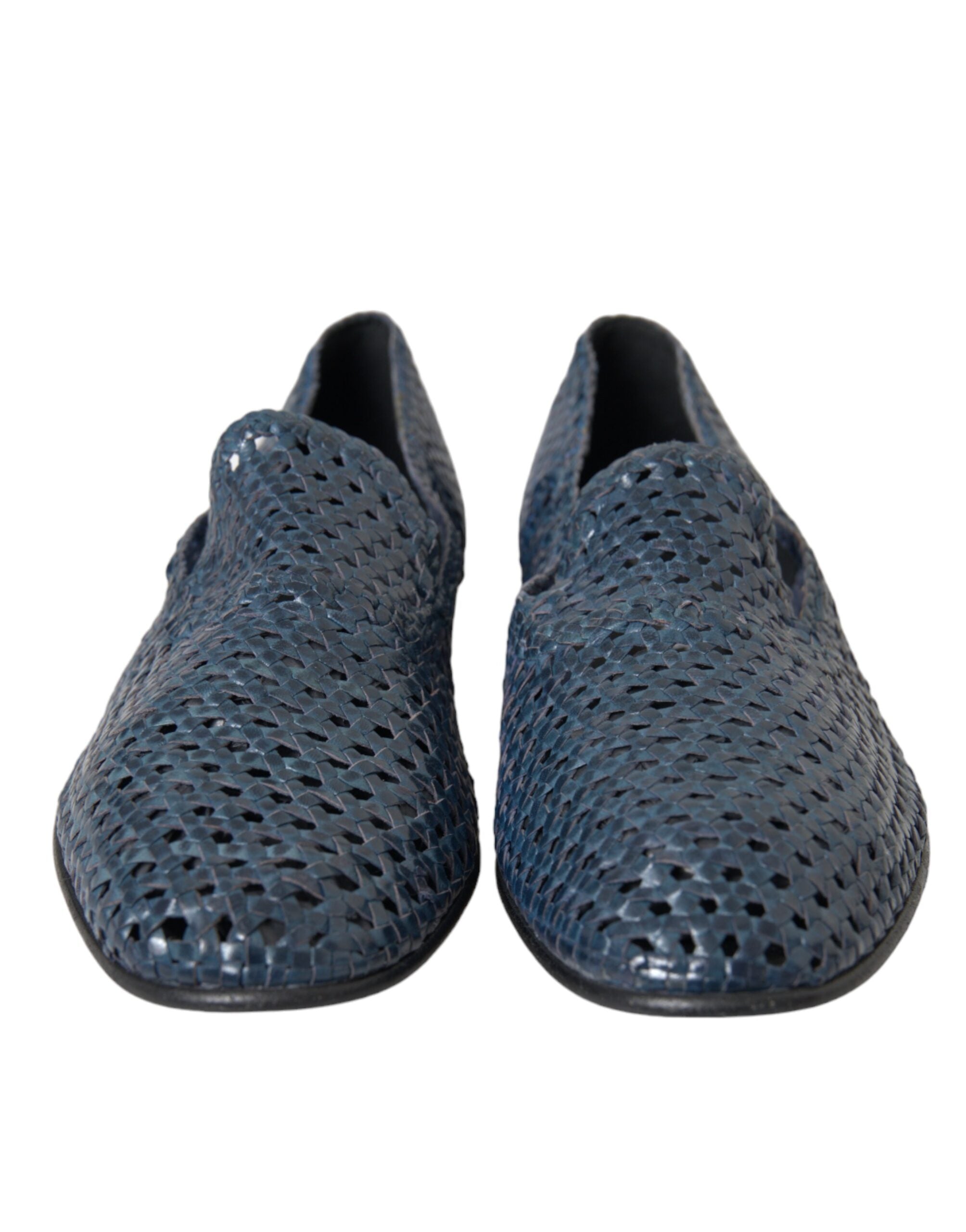 Blå vevde skinnslip-on loafers herresko