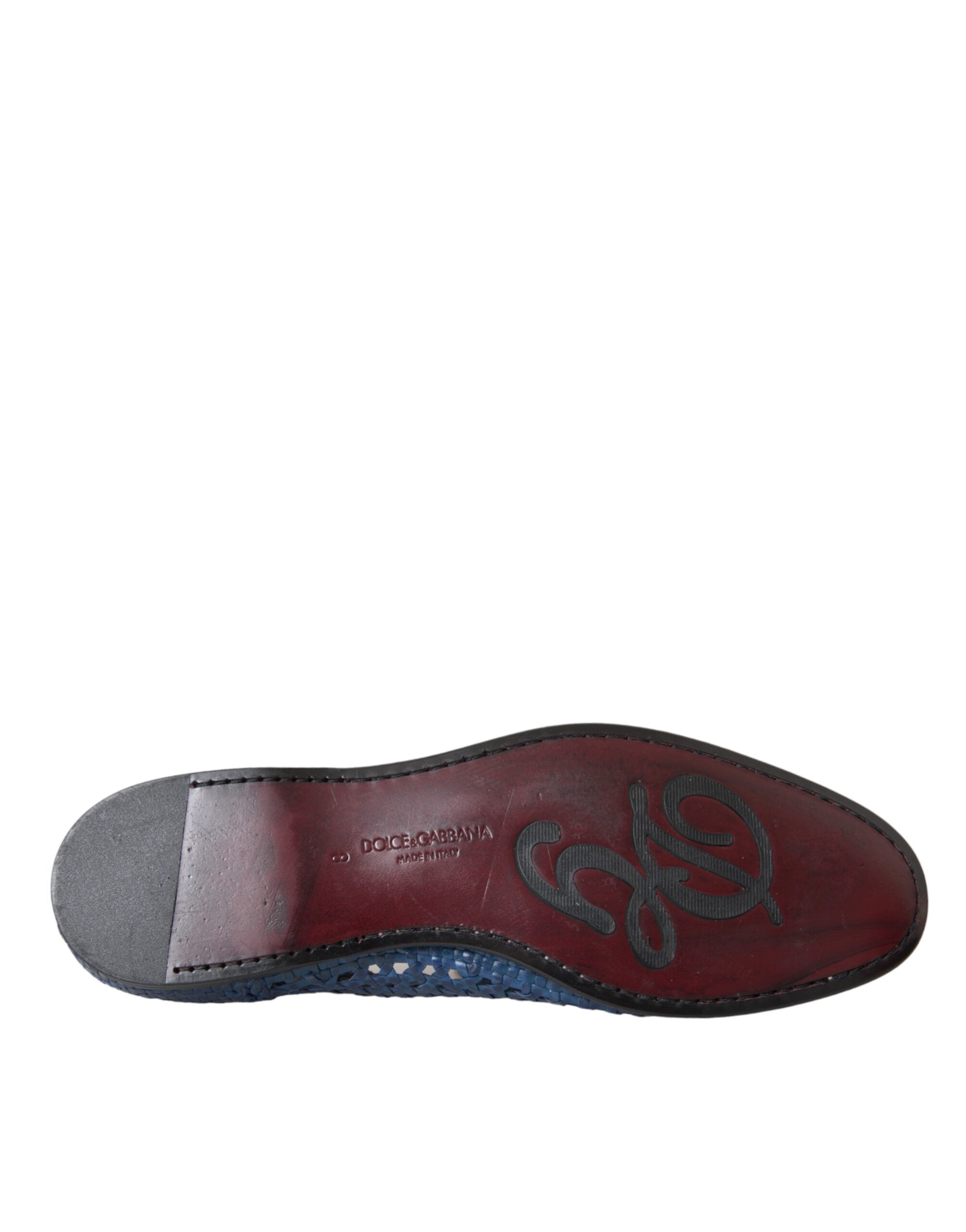 Blå vevde skinnslip-on loafers herresko