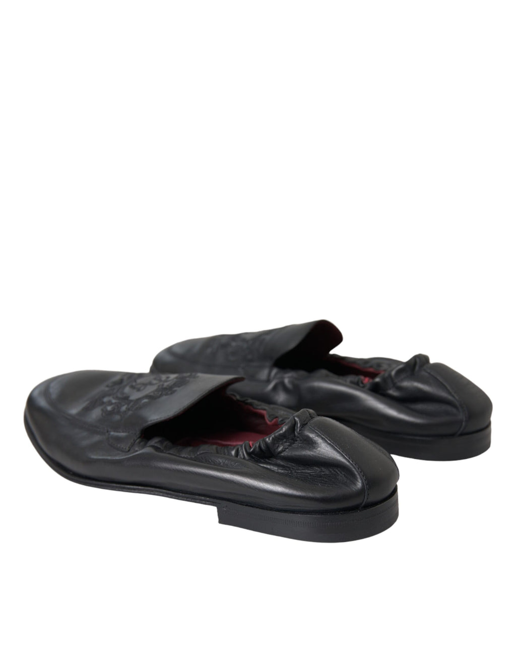 Svarte logo broderte skinnloafers for menn