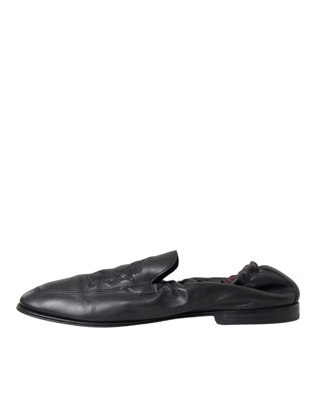 Svarte logo broderte skinnloafers for menn