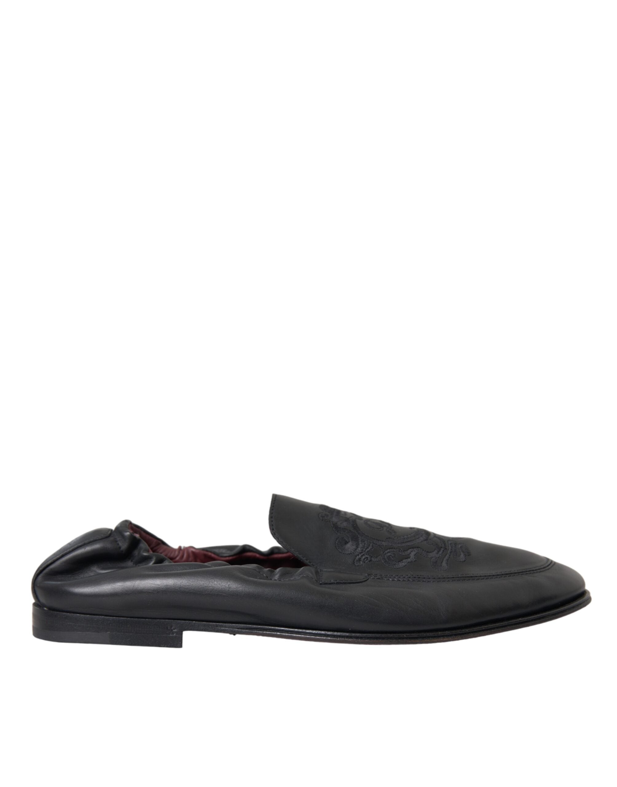 Svarte logo broderte skinnloafers for menn