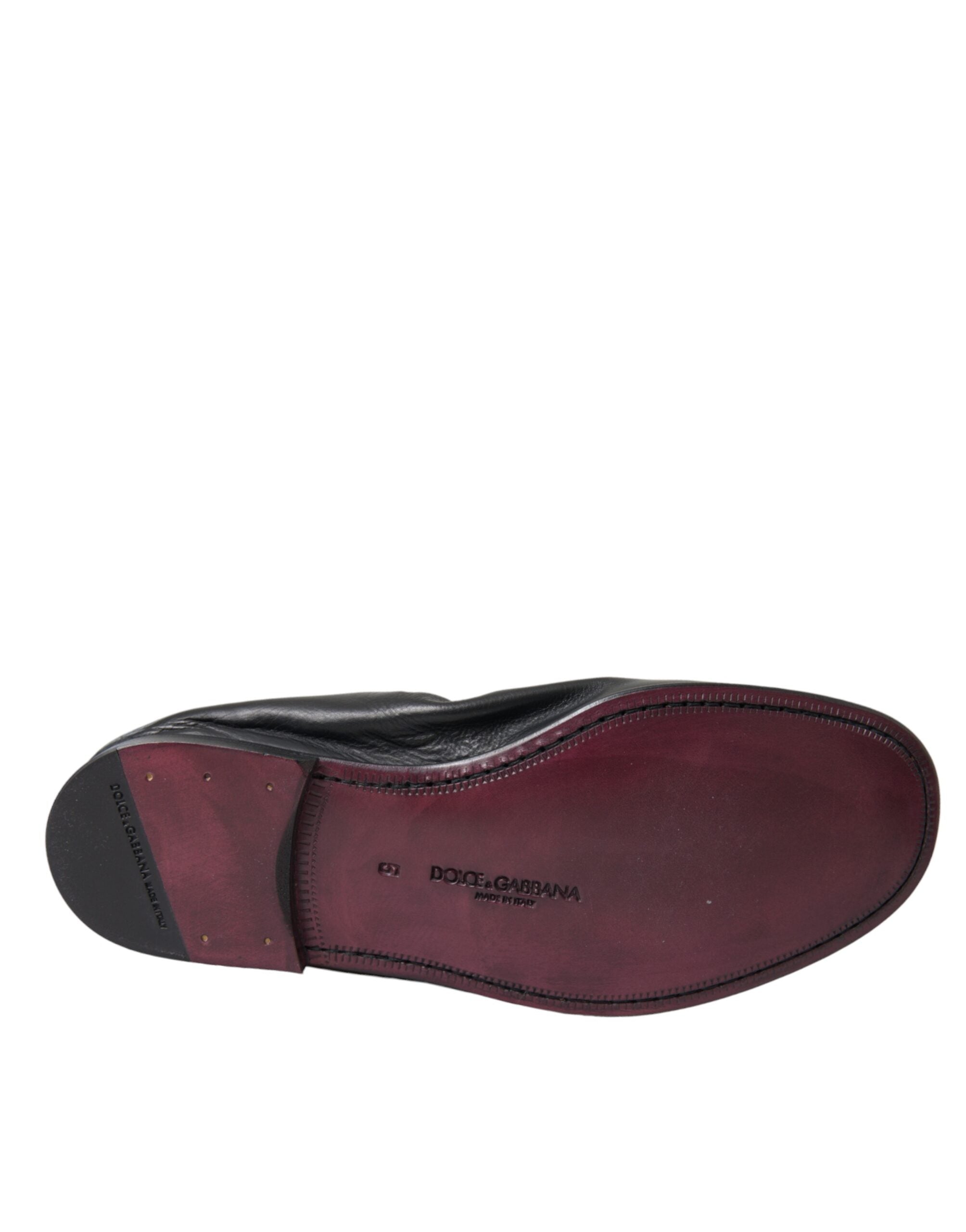 Svarte logo broderte skinnloafers for menn