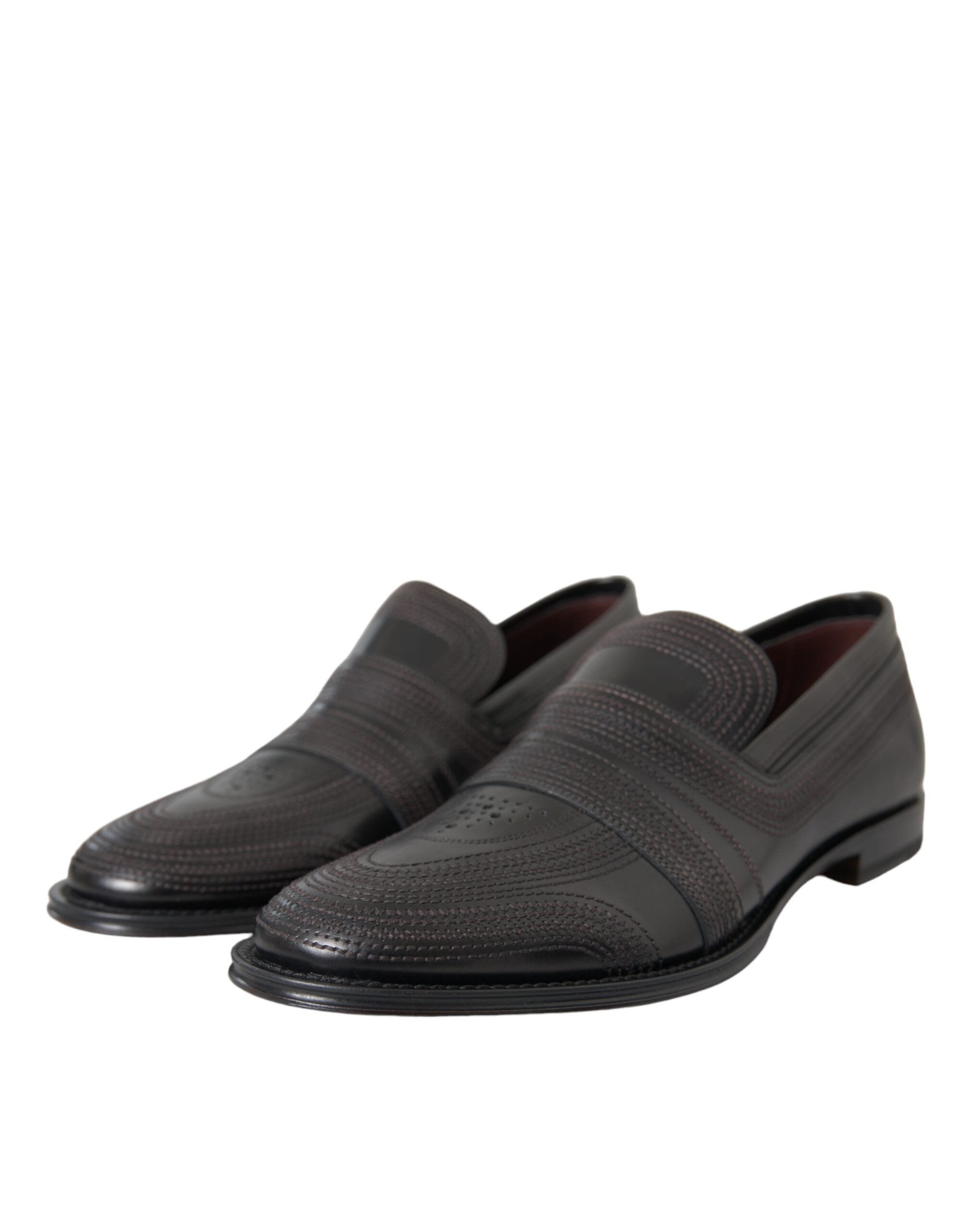Svarte brune skinnloafers herresko