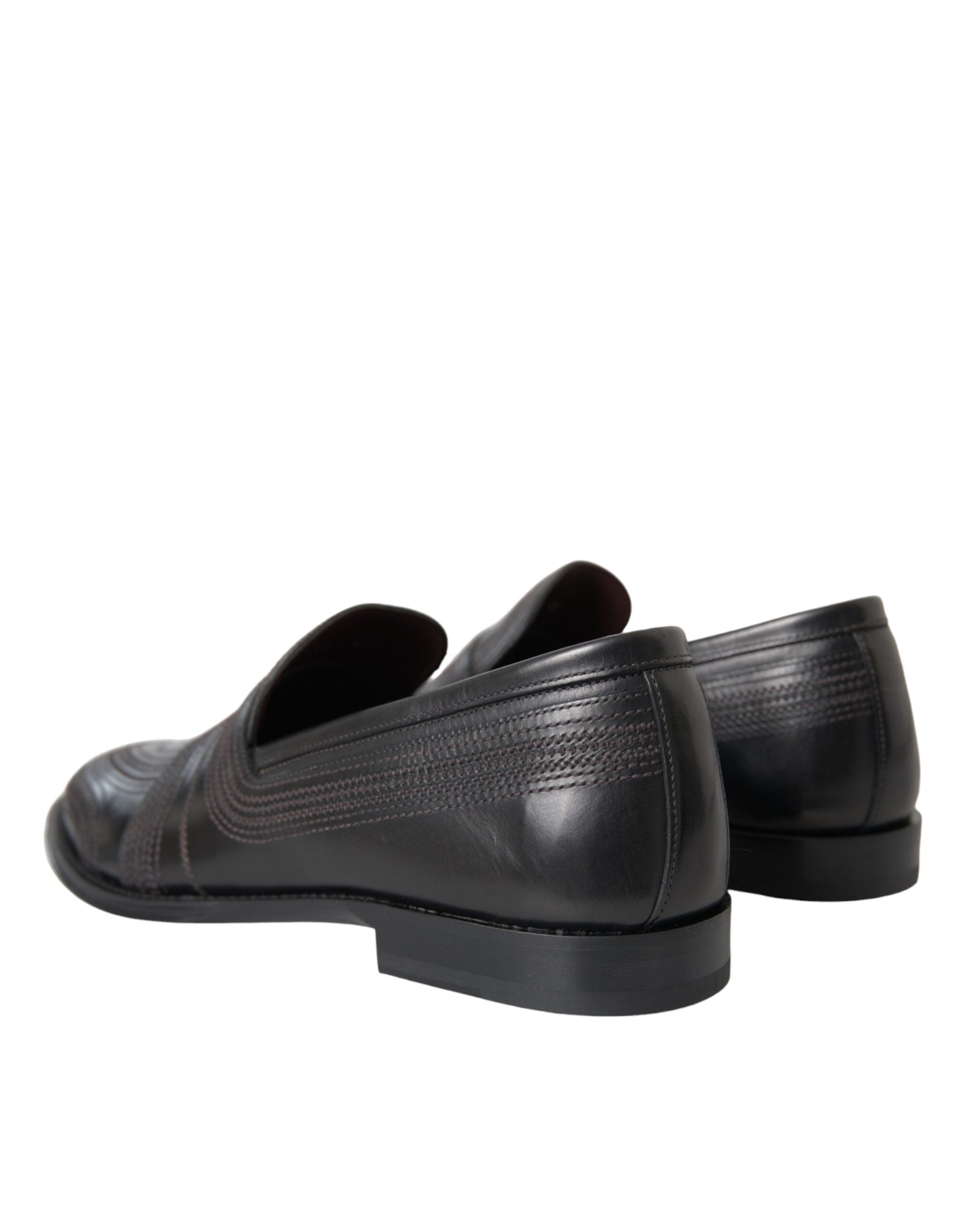Svarte brune skinnloafers herresko