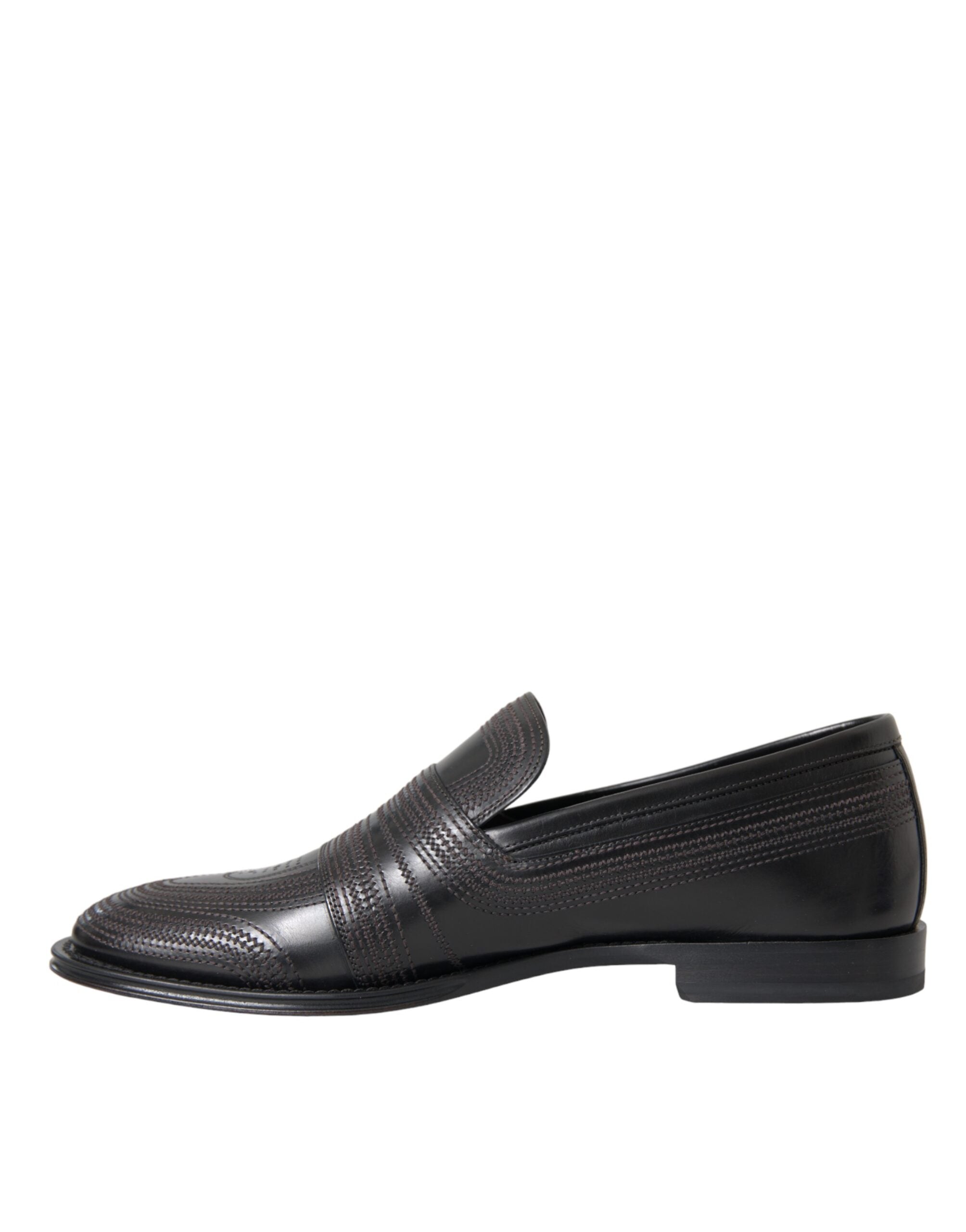 Svarte brune skinnloafers herresko