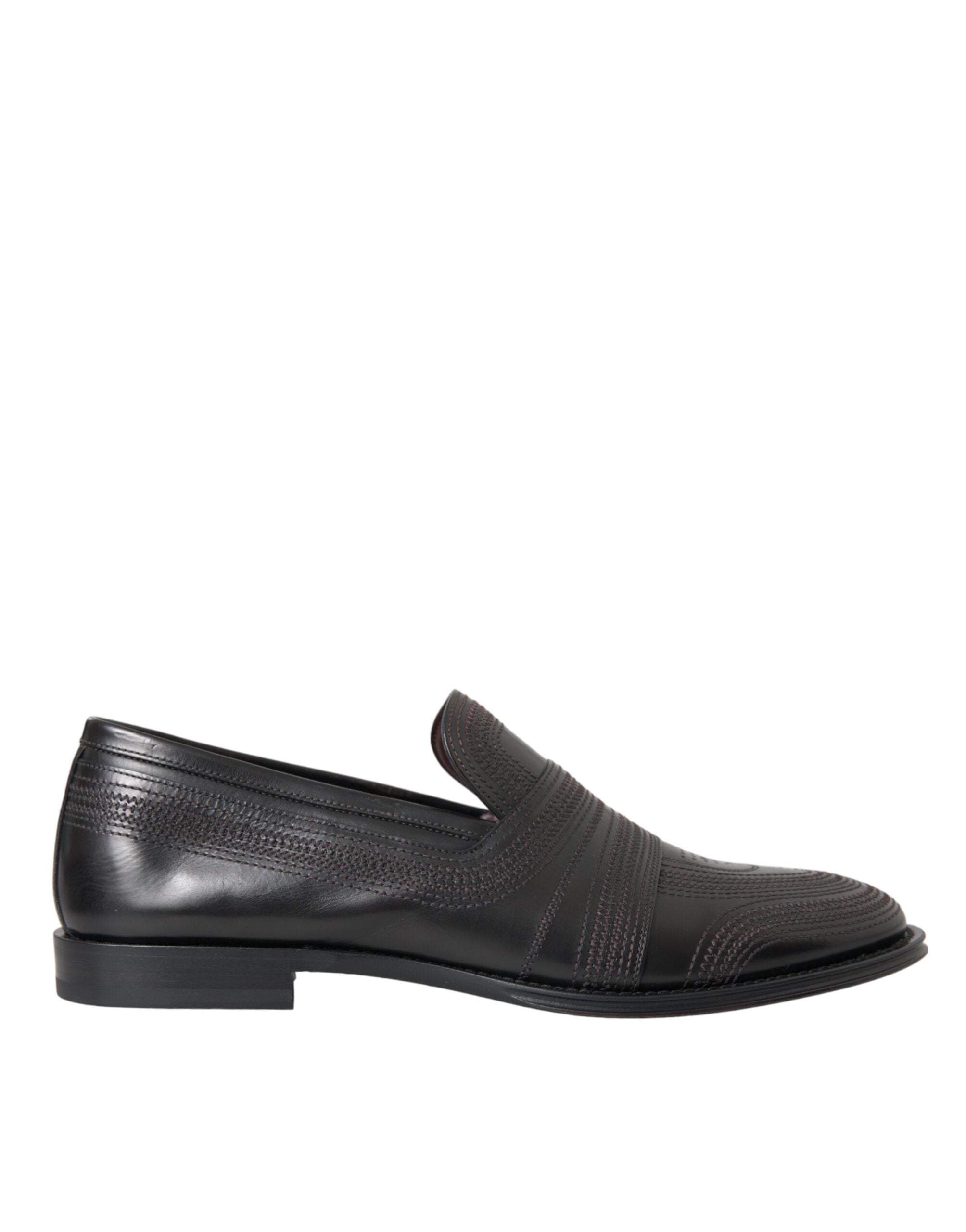 Svarte brune skinnloafers herresko
