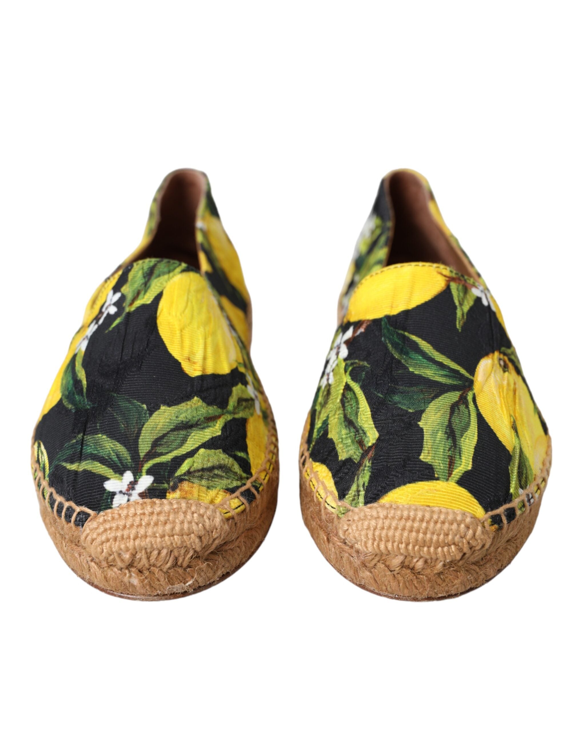 Flerfargede sitronfargede slip-on espadriller