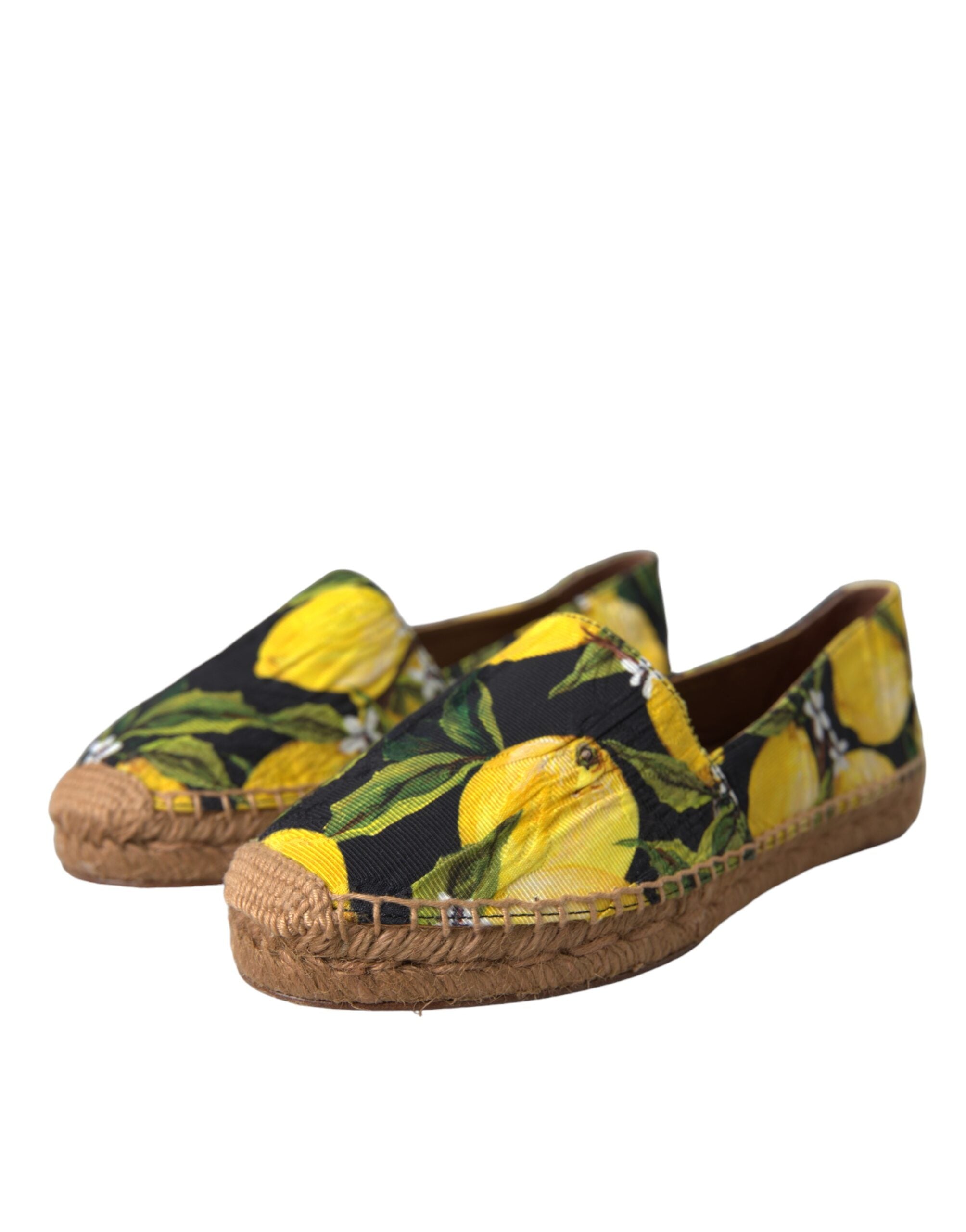 Flerfargede sitronfargede slip-on espadriller