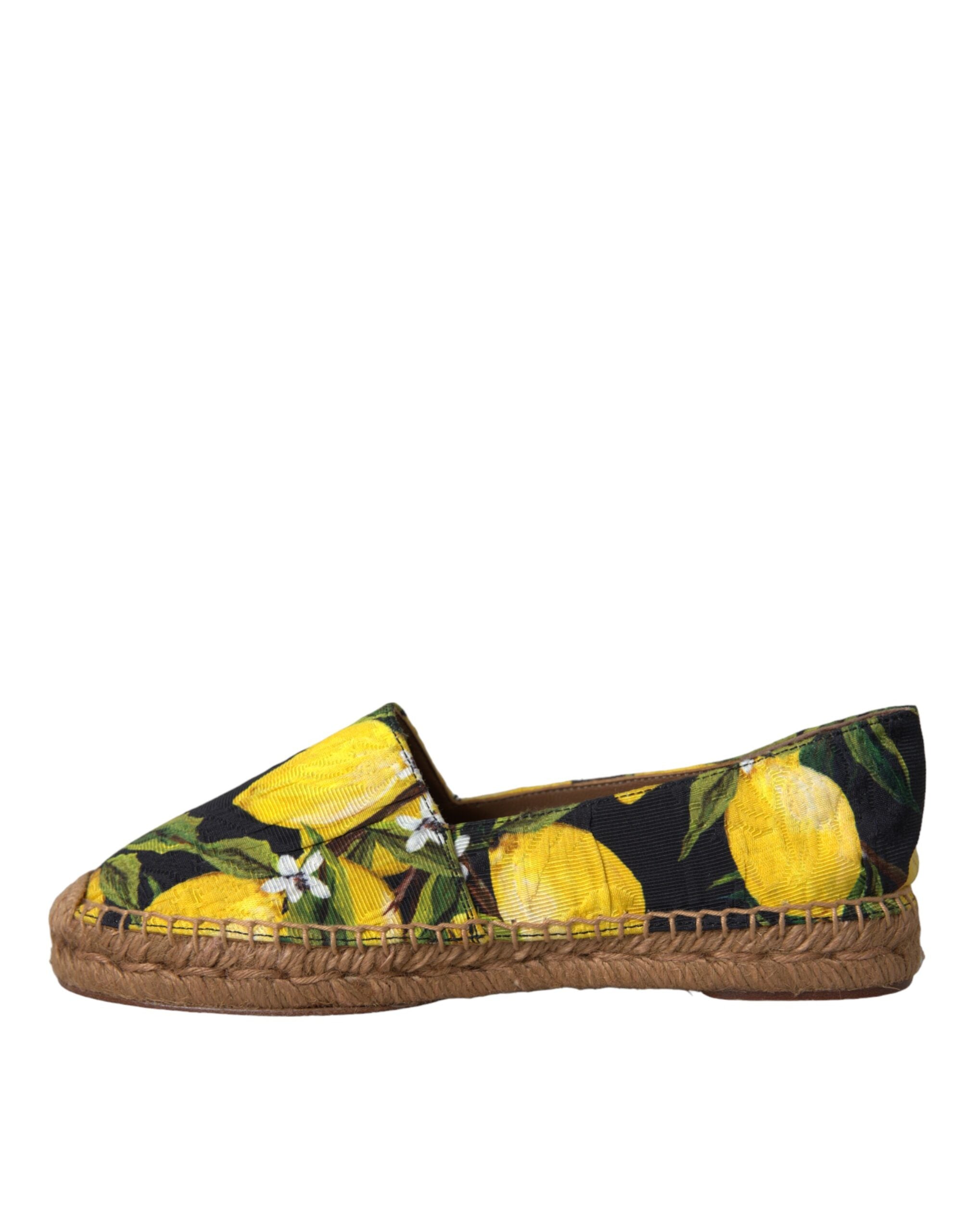 Flerfargede sitronfargede slip-on espadriller