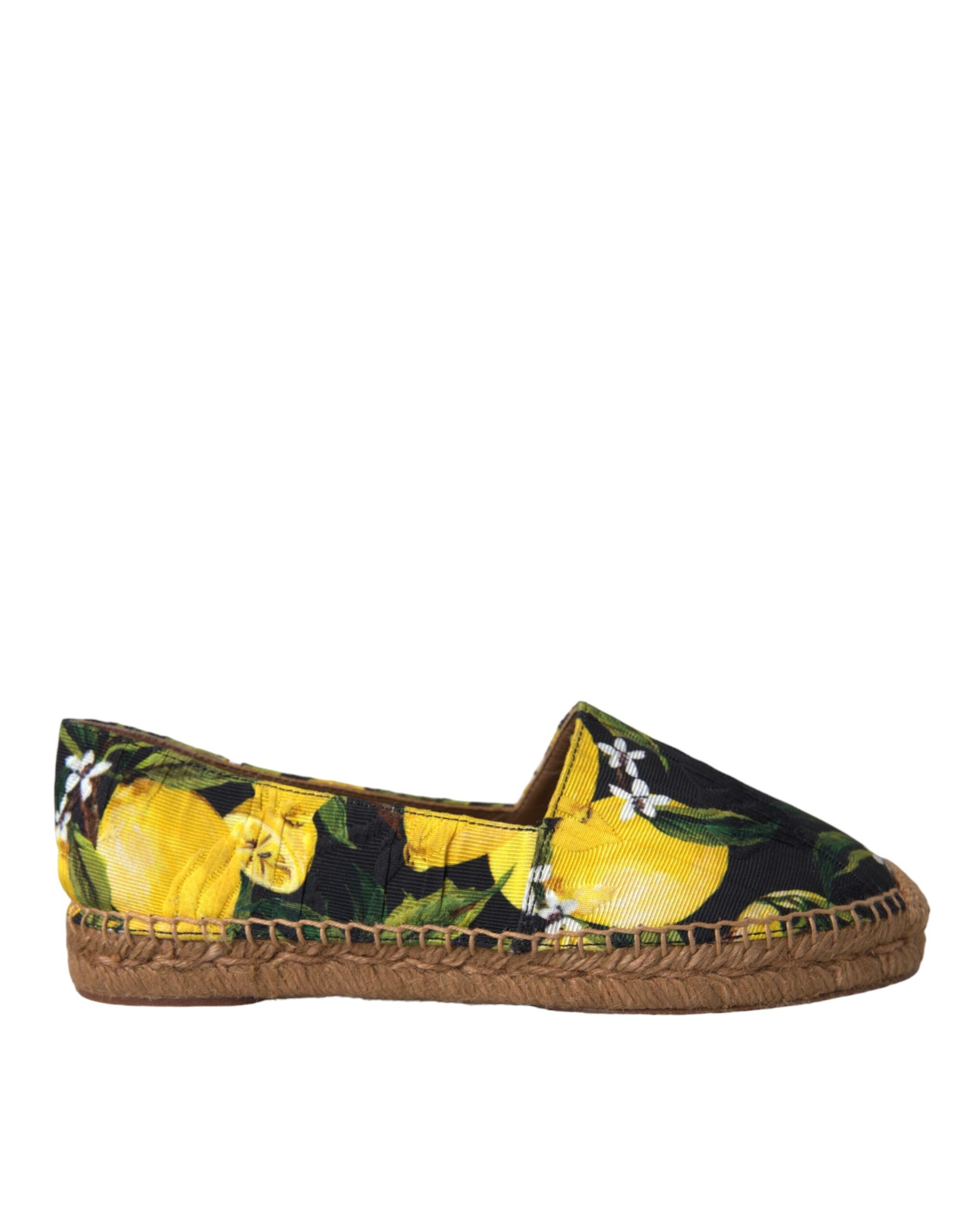 Flerfargede sitronfargede slip-on espadriller
