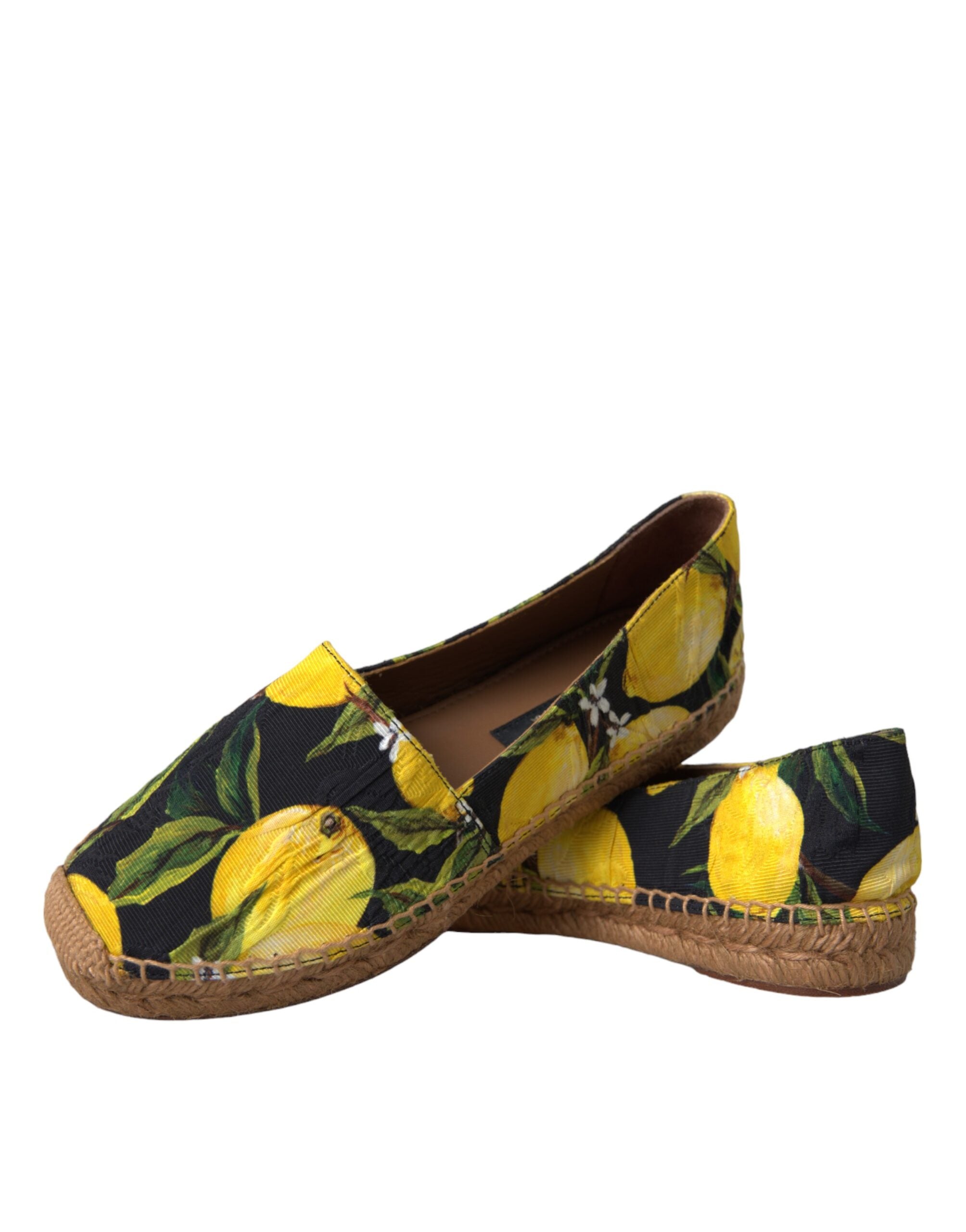 Flerfargede sitronfargede slip-on espadriller