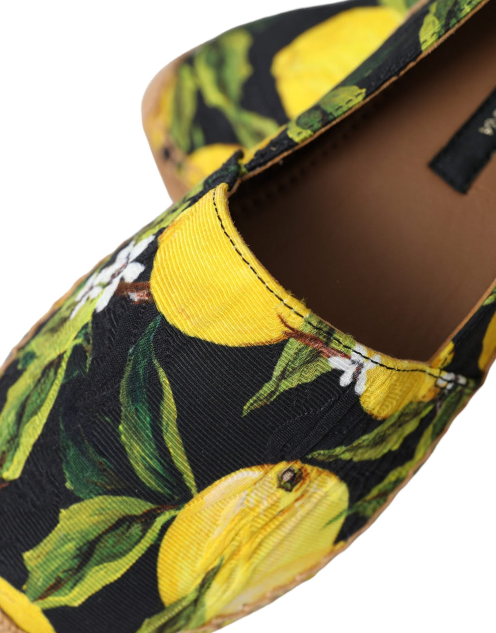 Flerfärgade citronfärgade slip-on espadriller