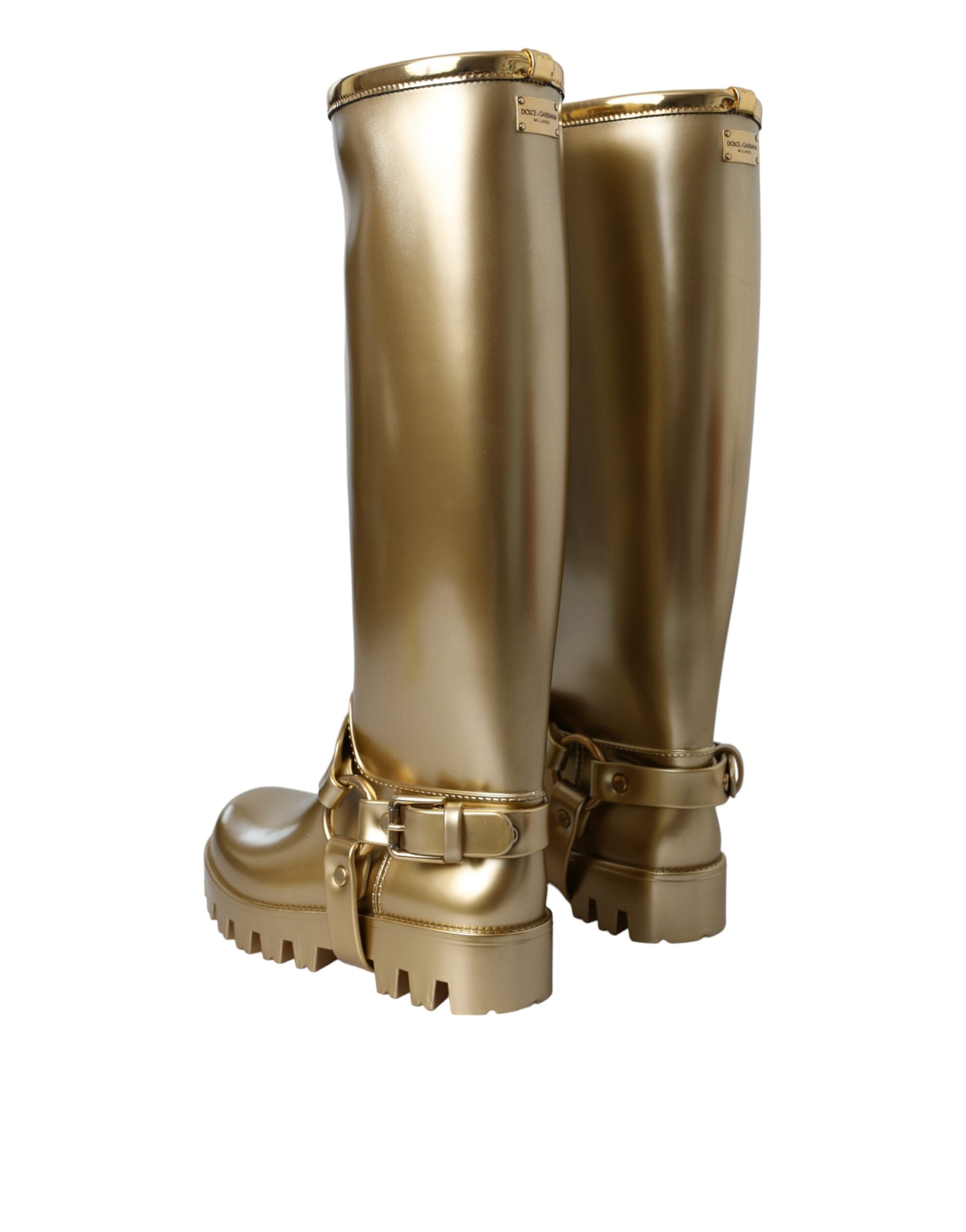 Metalliska guld gummi PVC gummistövlar skor