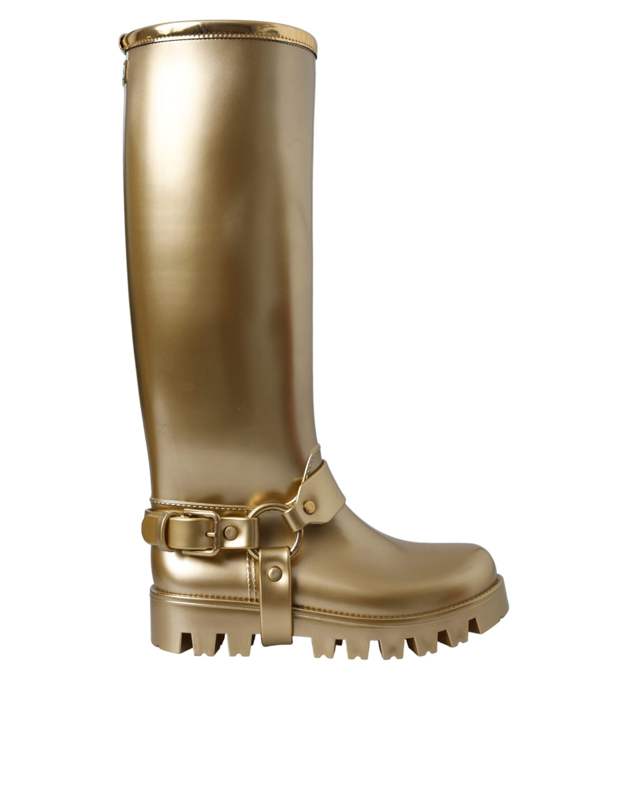 Metalliska guld gummi PVC gummistövlar skor