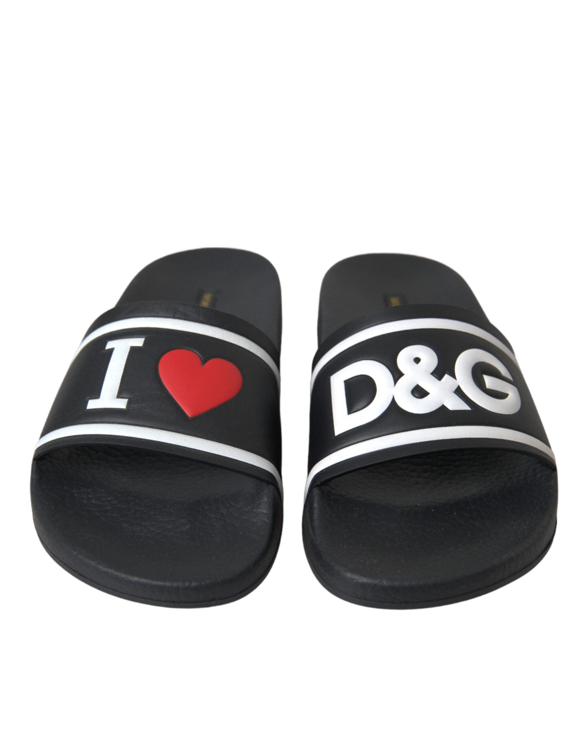 Svarte I Love D&amp;G-sandaler i skinn, slippers og sko