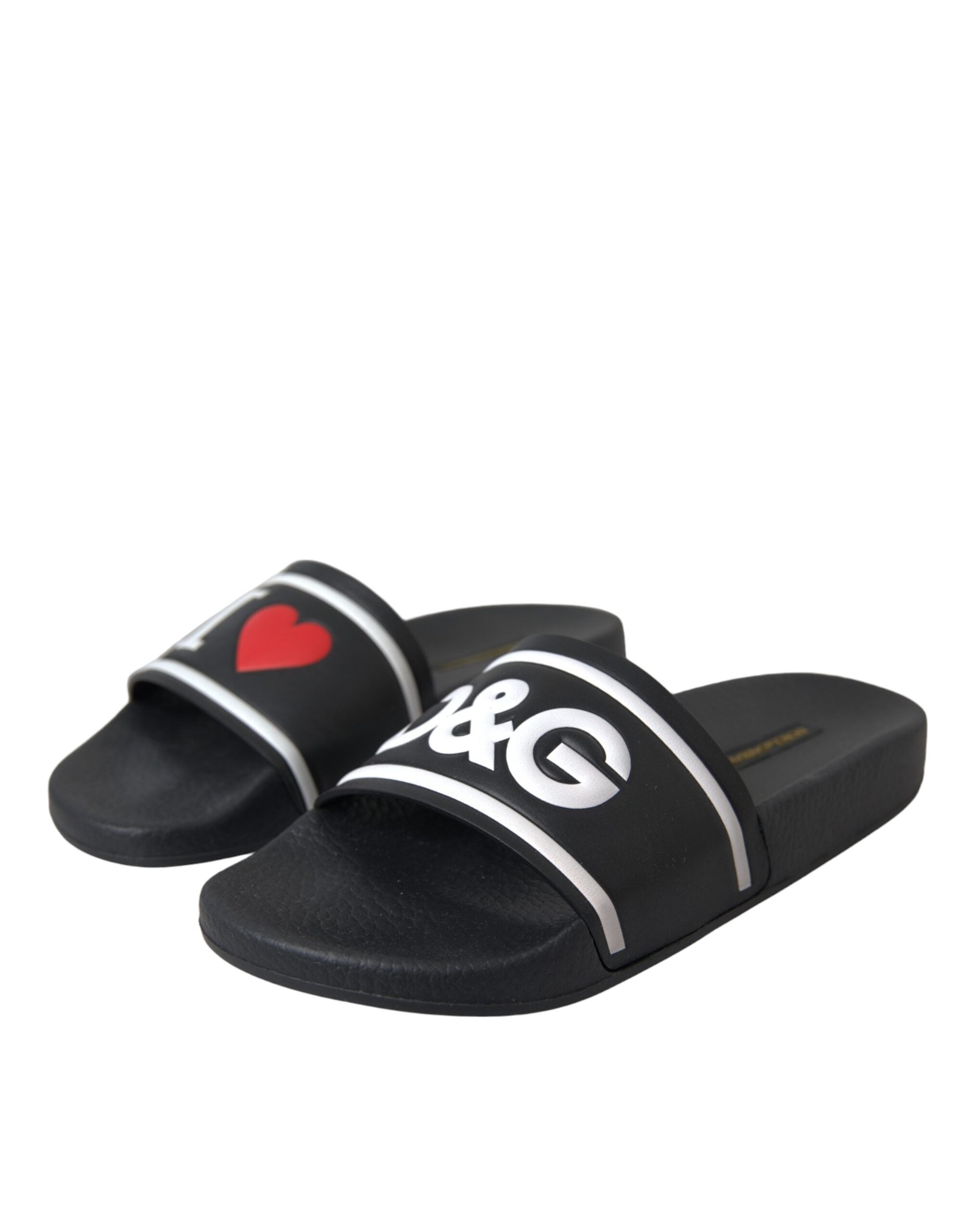 Svarte I Love D&amp;G-sandaler i skinn, slippers og sko