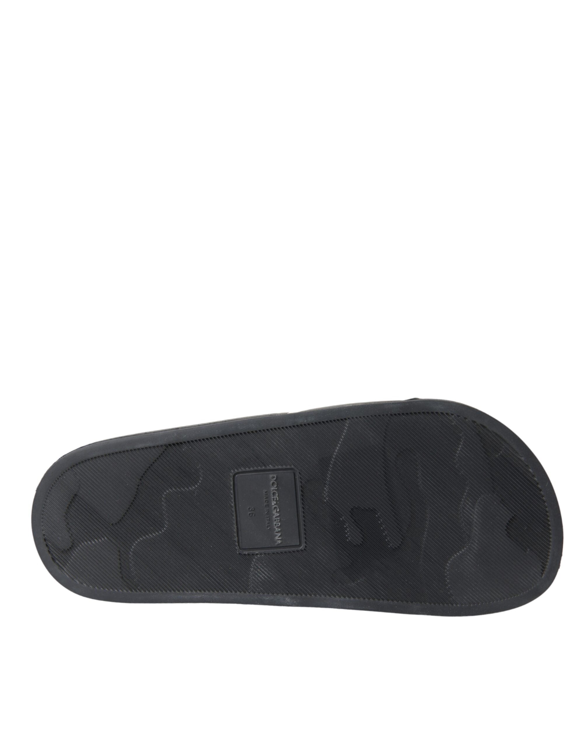 Svarte I Love D&amp;G-sandaler i skinn, slippers og sko