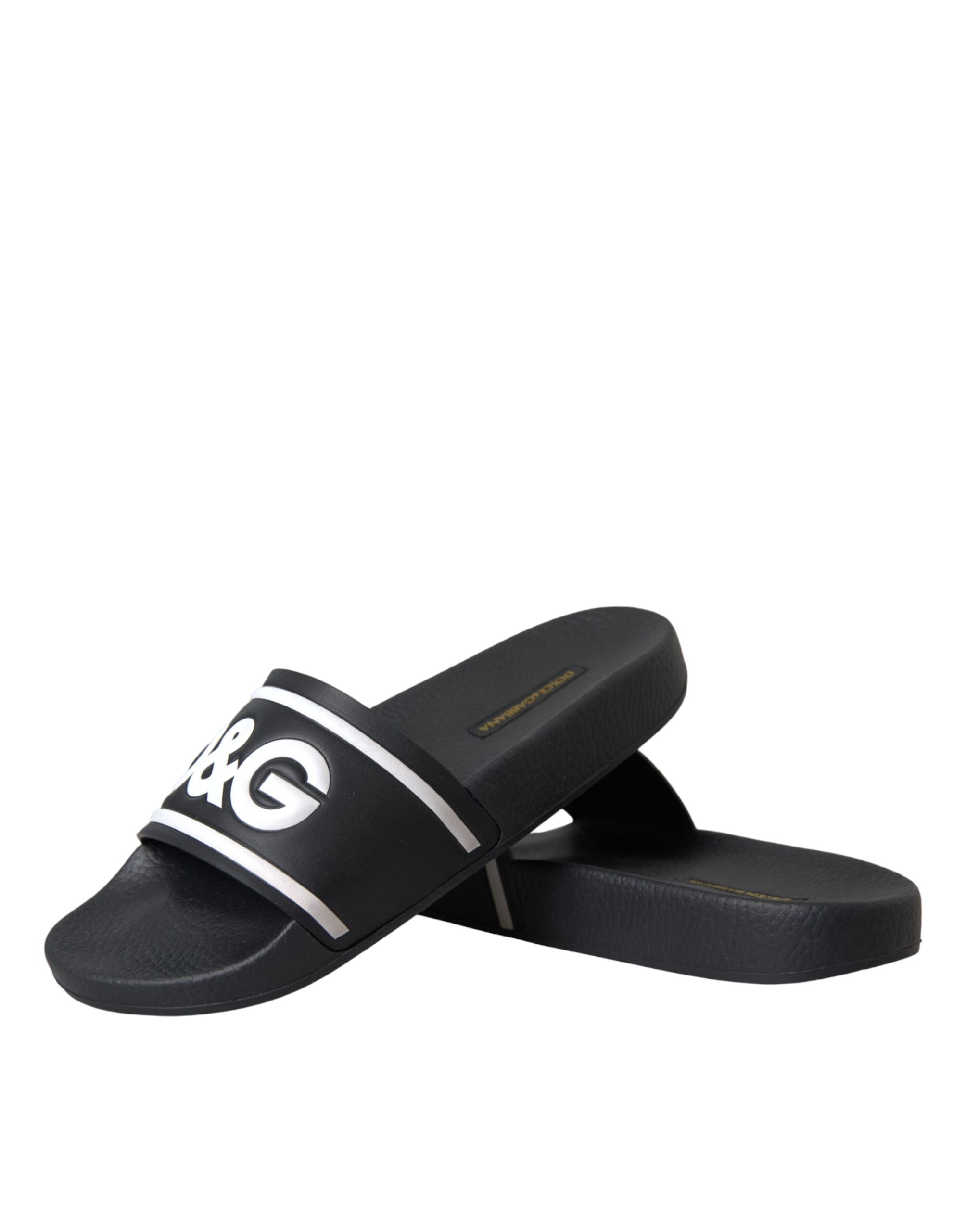 Svarte I Love D&amp;G-sandaler i skinn, slippers og sko