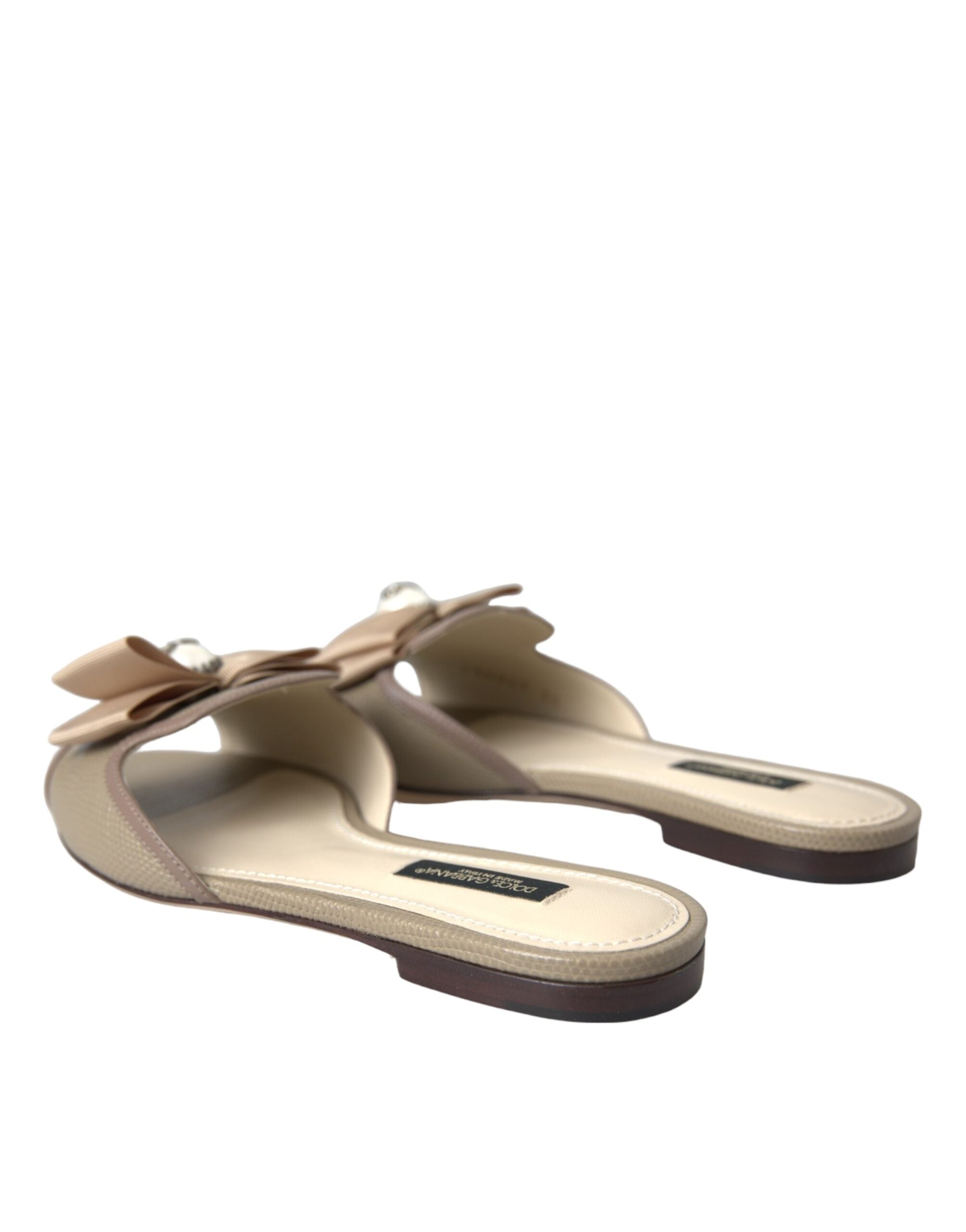 Beige Logo Perle Flats Sandaler Slides Sko