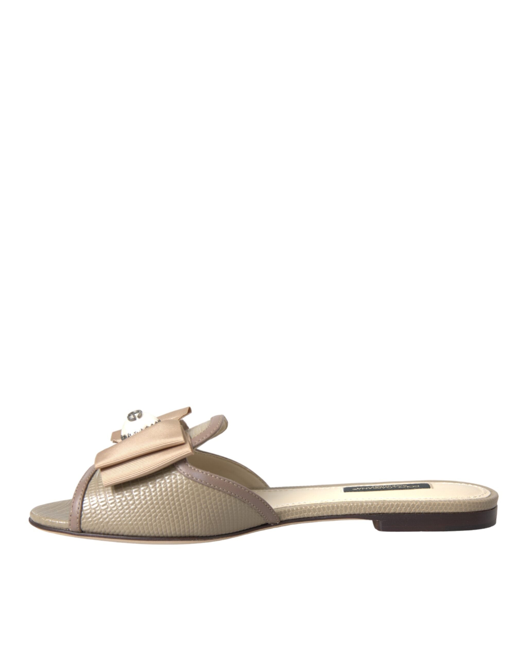 Beige Logo Perle Flats Sandaler Slides Sko
