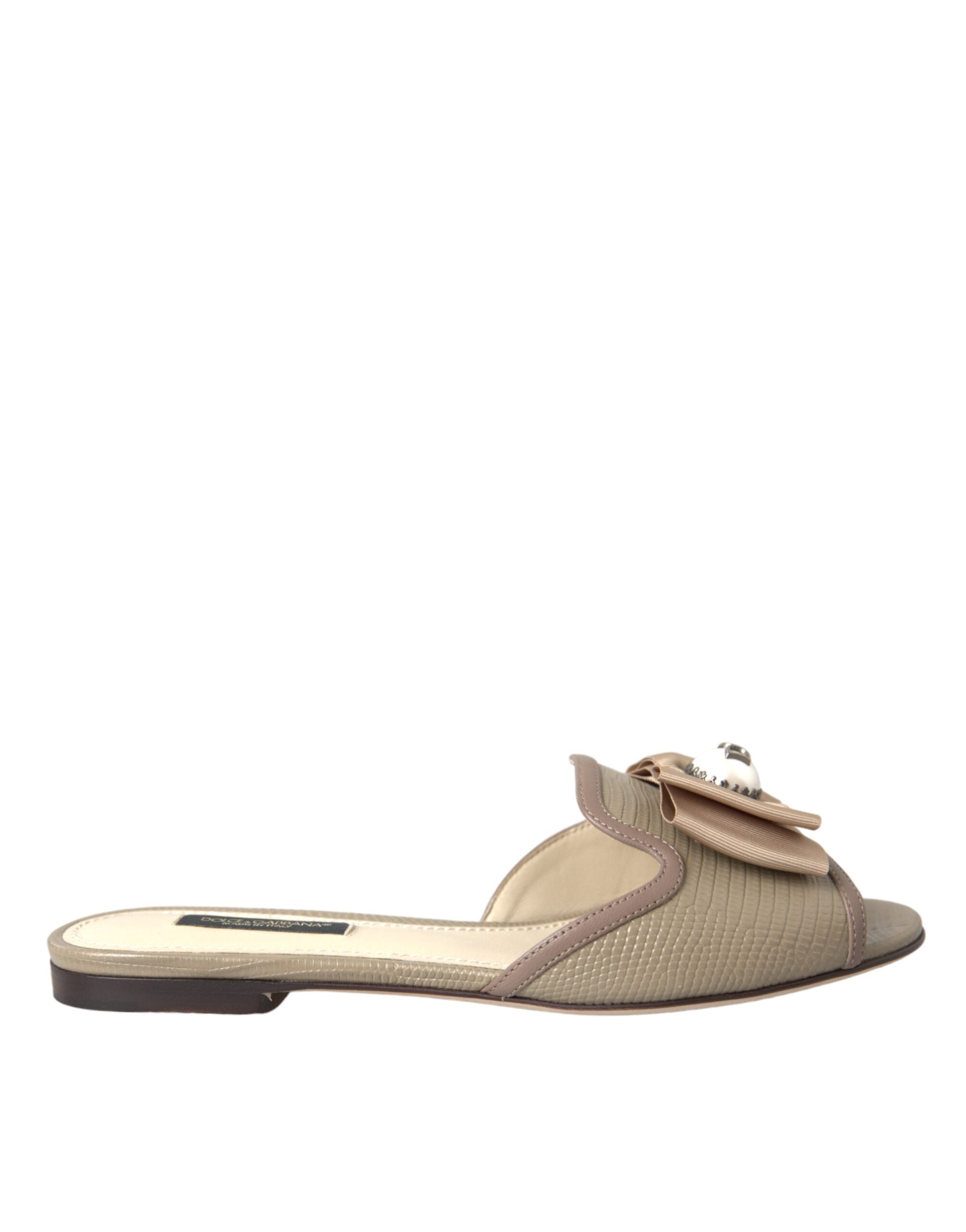 Beige Logo Perle Flats Sandaler Slides Sko