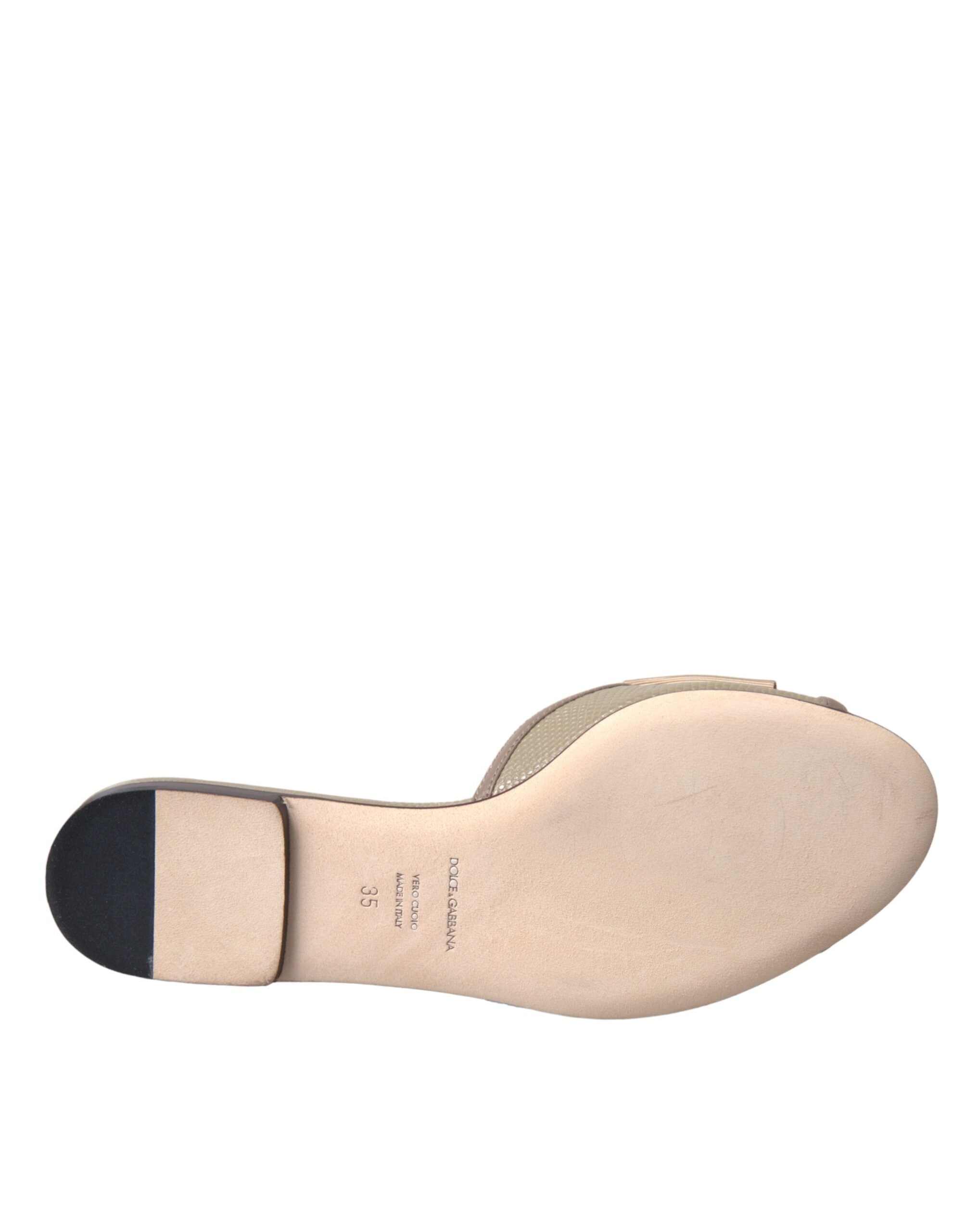 Beige Logo Perle Flats Sandaler Slides Sko