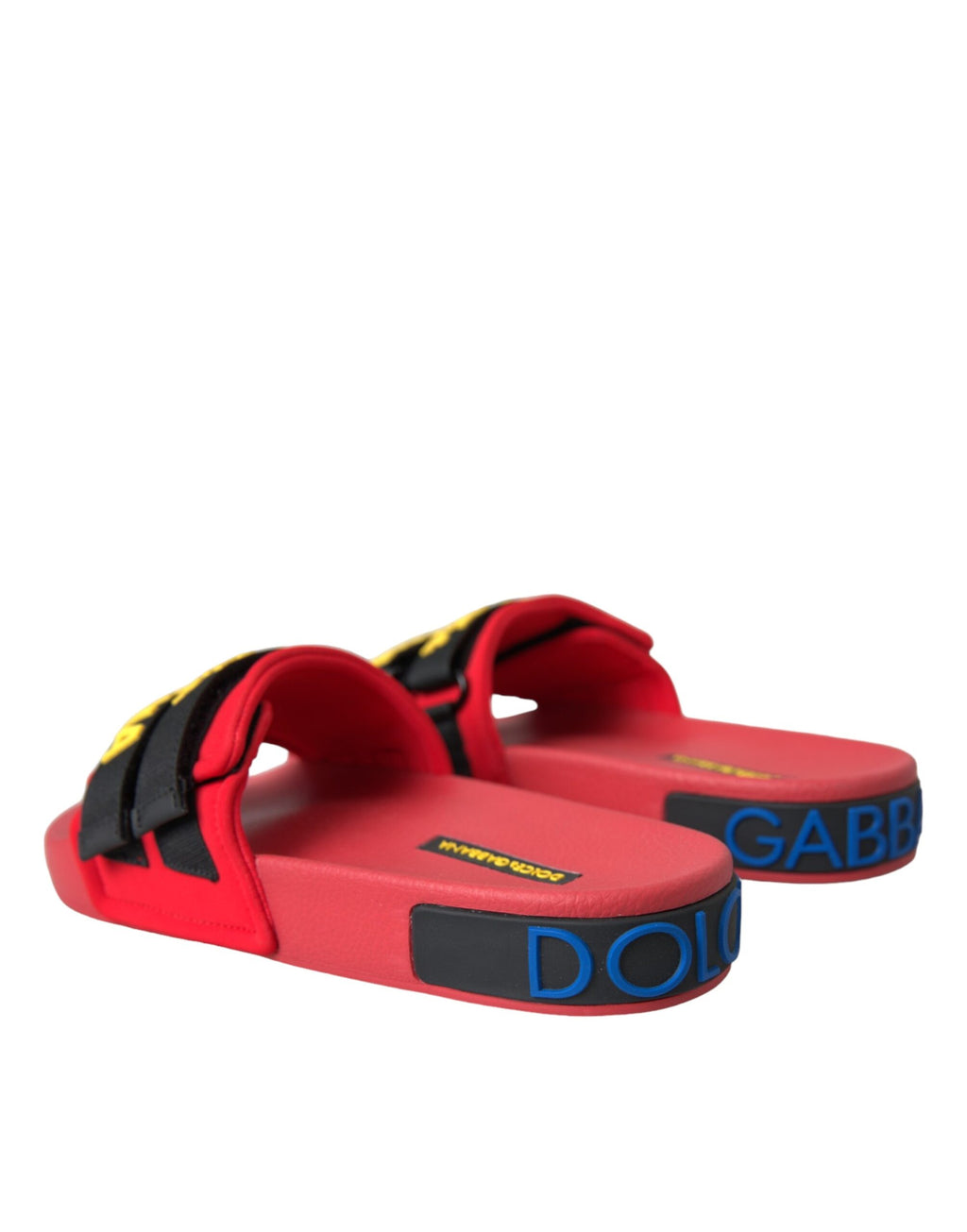 Røde Svarte Logo Strandklær Flate Sandaler Sko