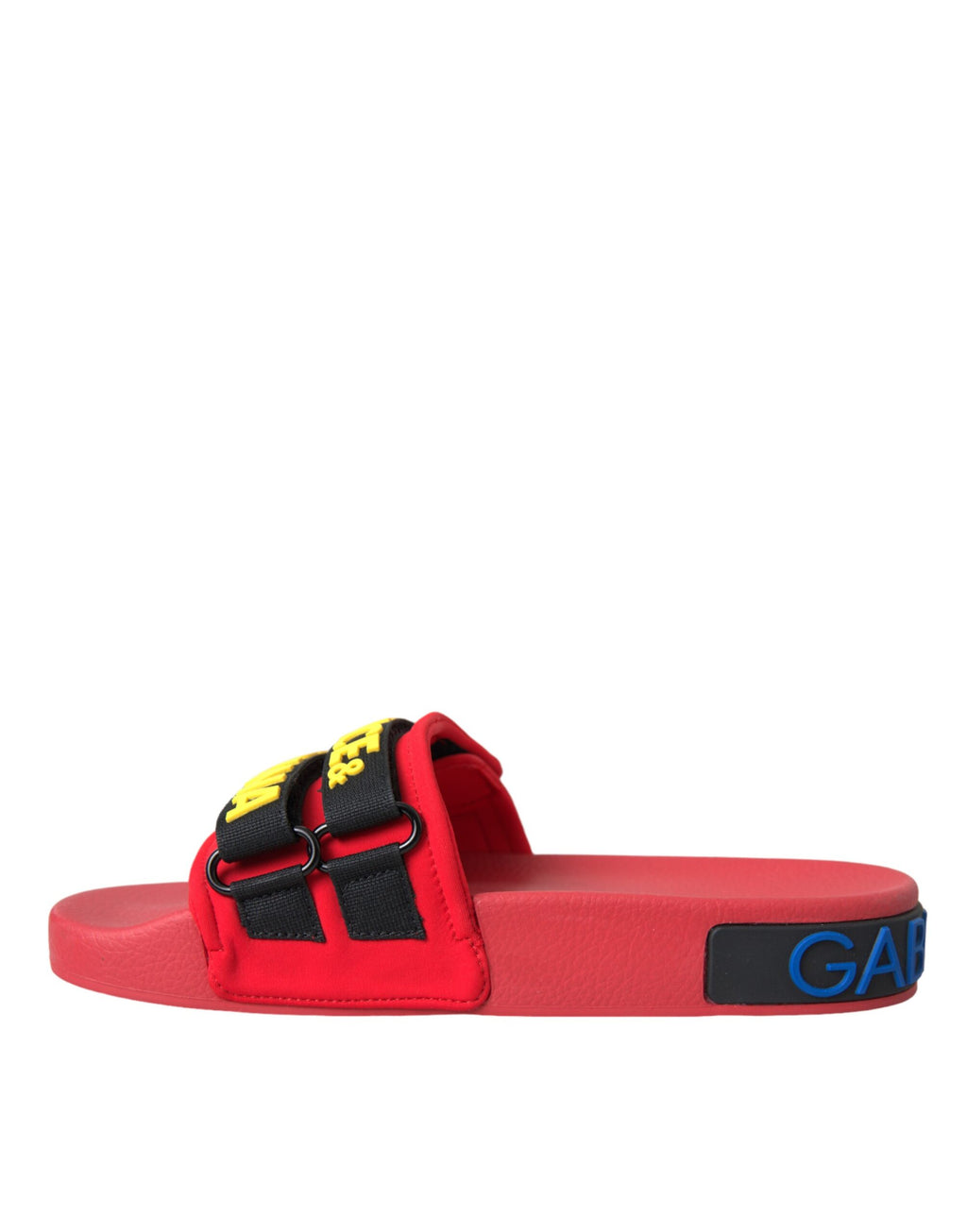 Røde Svarte Logo Strandklær Flate Sandaler Sko