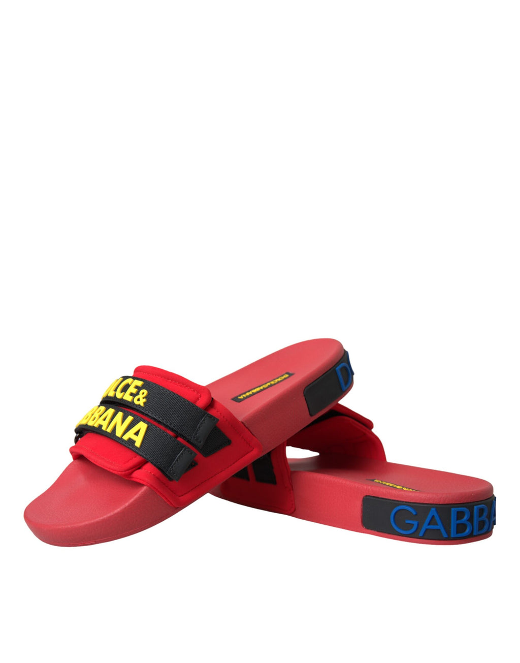 Røde Svarte Logo Strandklær Flate Sandaler Sko